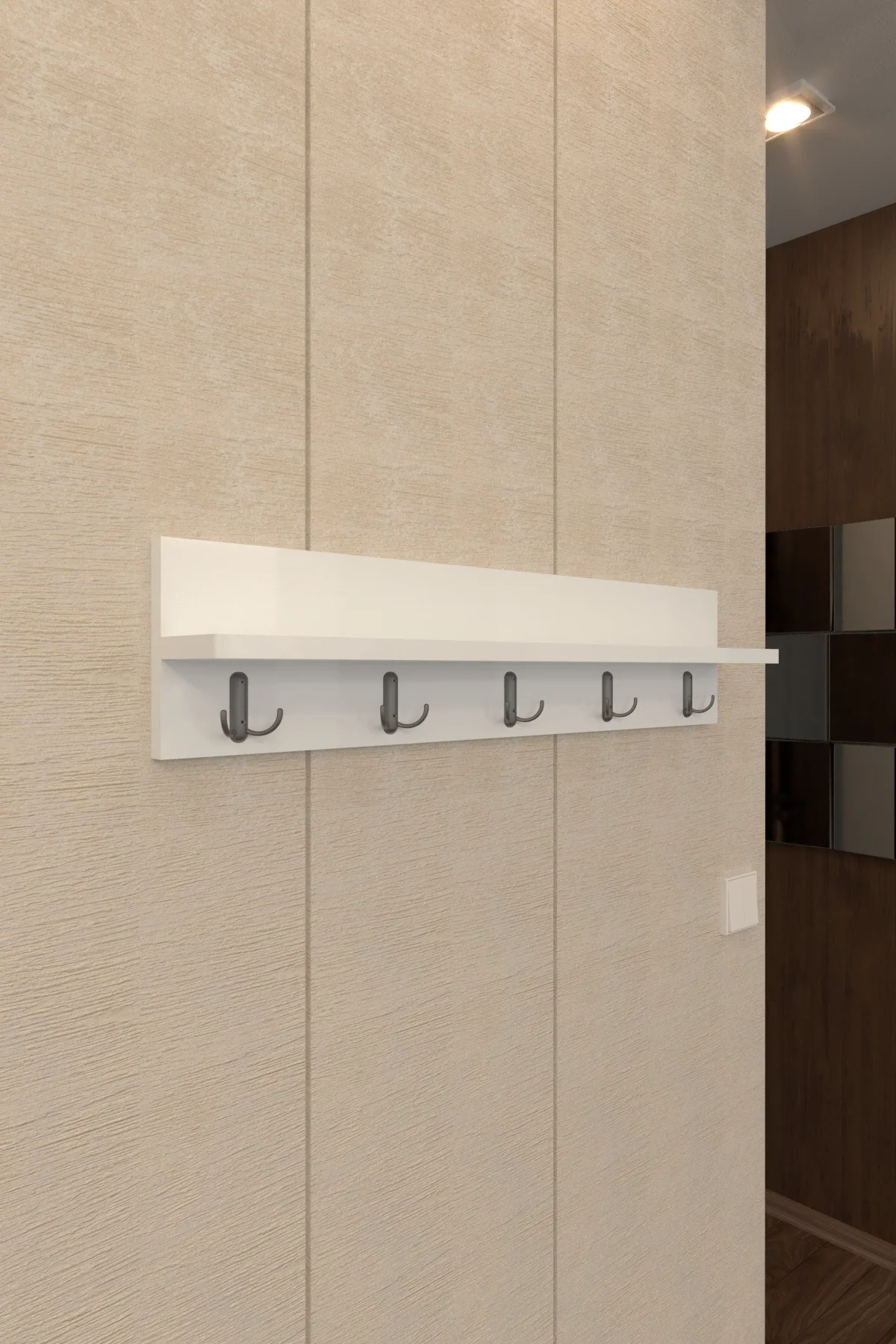 Portmanto Duvar Askılığı Raflı Elbise Askılığı Beyaz 80 cm