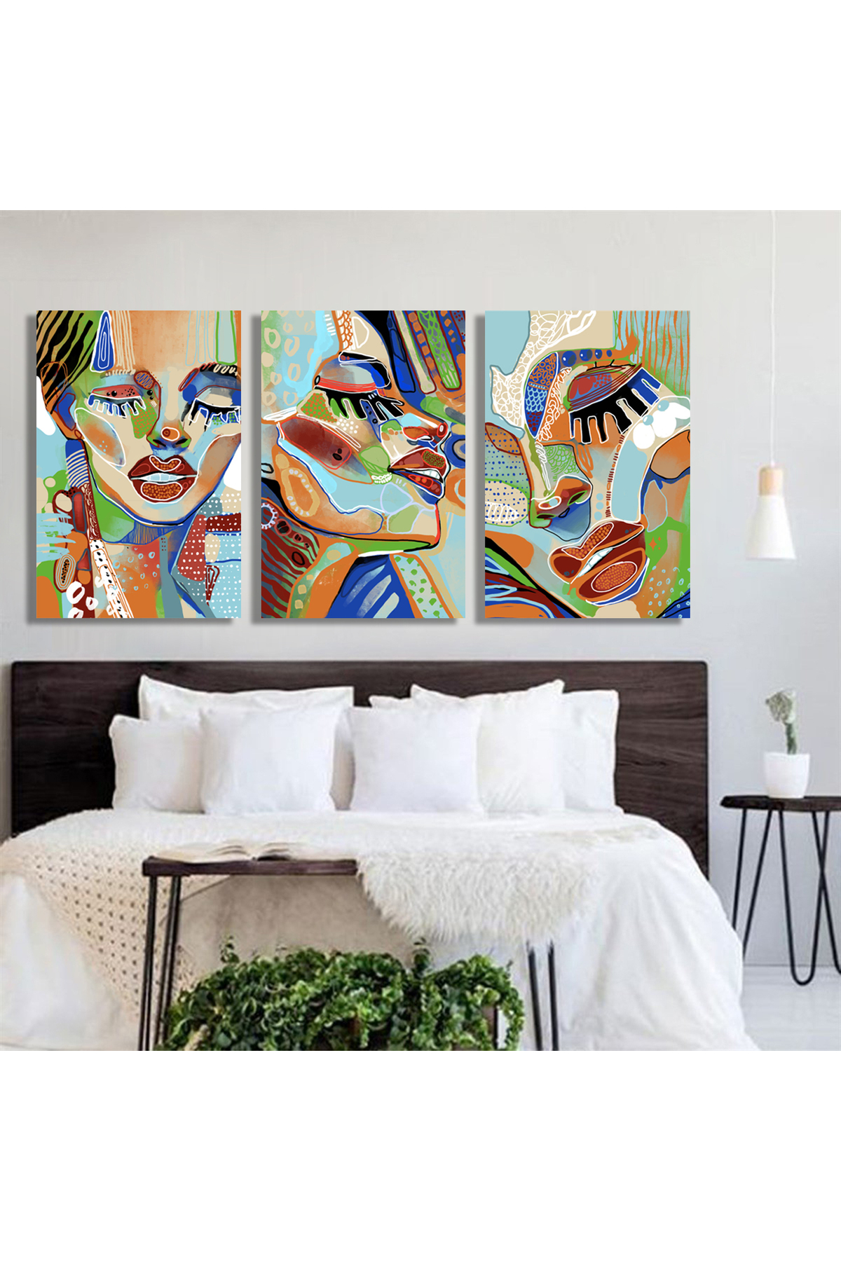 Korkmazkanvas Portre Yüzü Güzel Kadınlar Duvar Sanatı. 3'Lü Kanvas Tablot