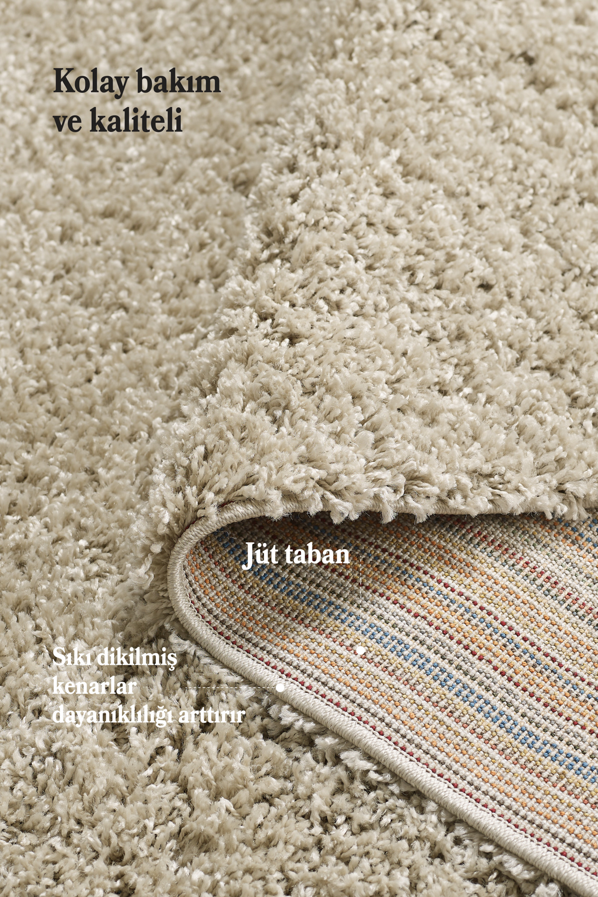 Anaska Home Post Peluş Uzun Tüylü Doğal Shaggy Oturma Odası Salon Çocuk Odası