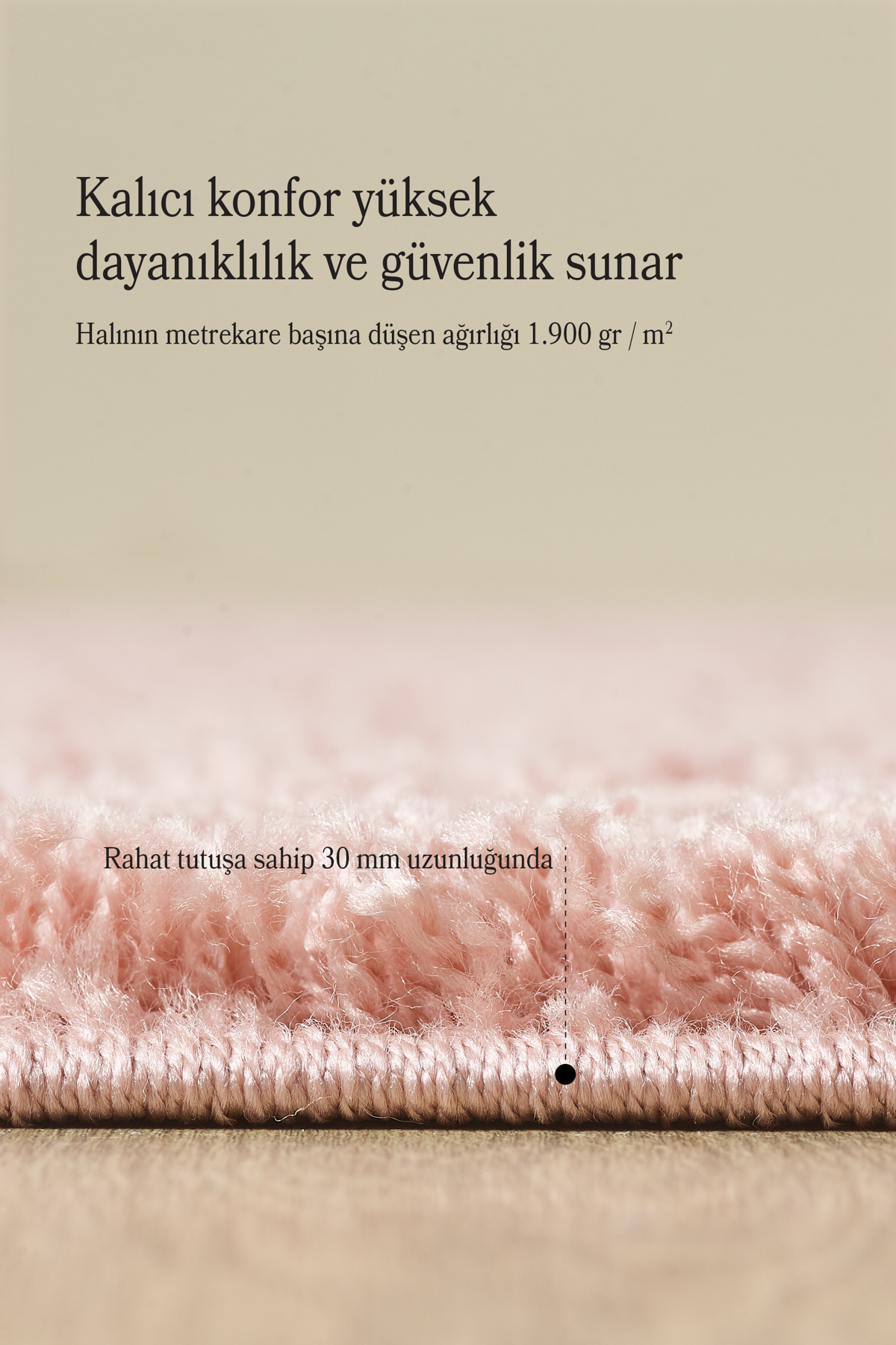 Post Peluş Uzun Tüylü Pembe Shaggy Oturma Odası Salon Çocuk Odası