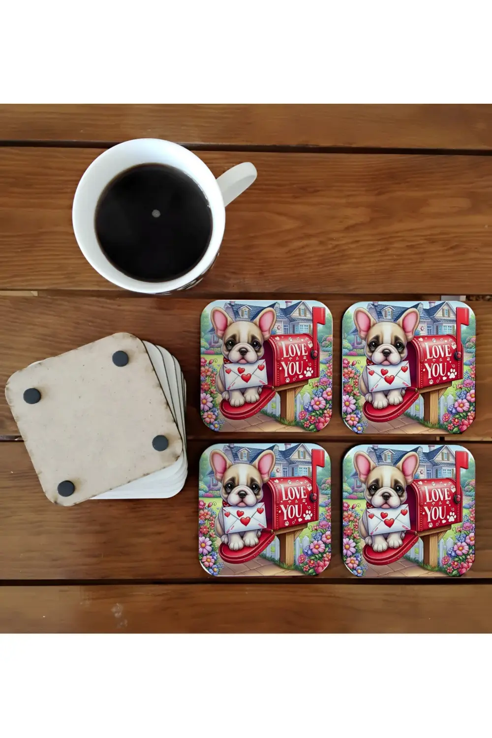 Posta kutusu doğum günü hediyesi yavru köpek ahşap bardak altlığı