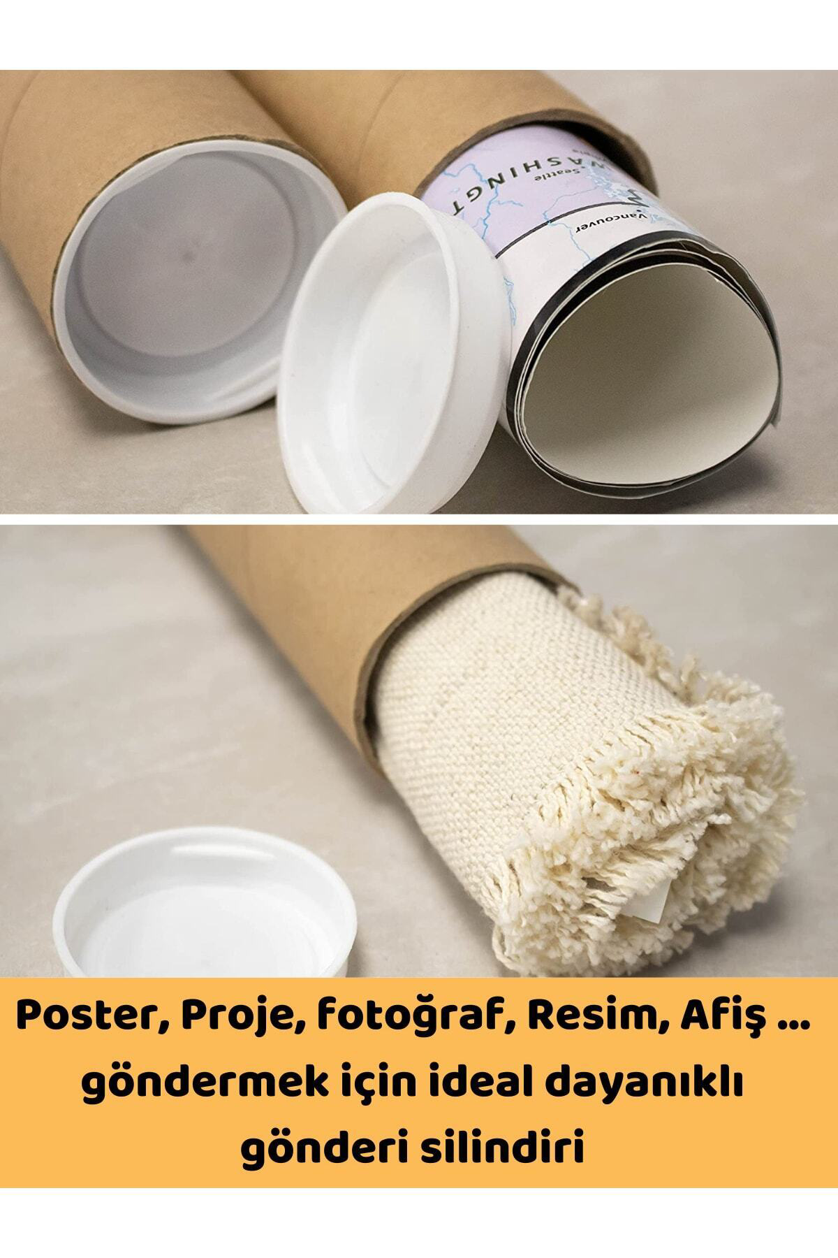 Beylini Postüp Kapakli Silindir Kutu Karton Rulo Gönderi Poster Afiş Hari