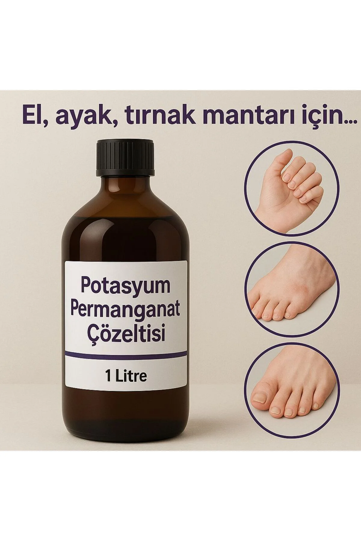 POTASYUM PERMANGANAT ÇÖZELTİSİ EL AYAK İÇİN 1000mL