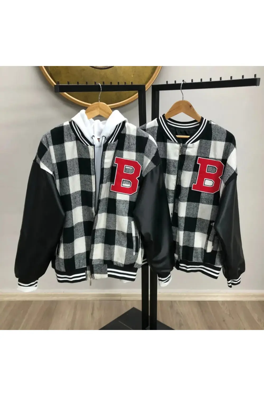 Pötikare Desen Harf Nakışlı Kolej Ceket - Siyah