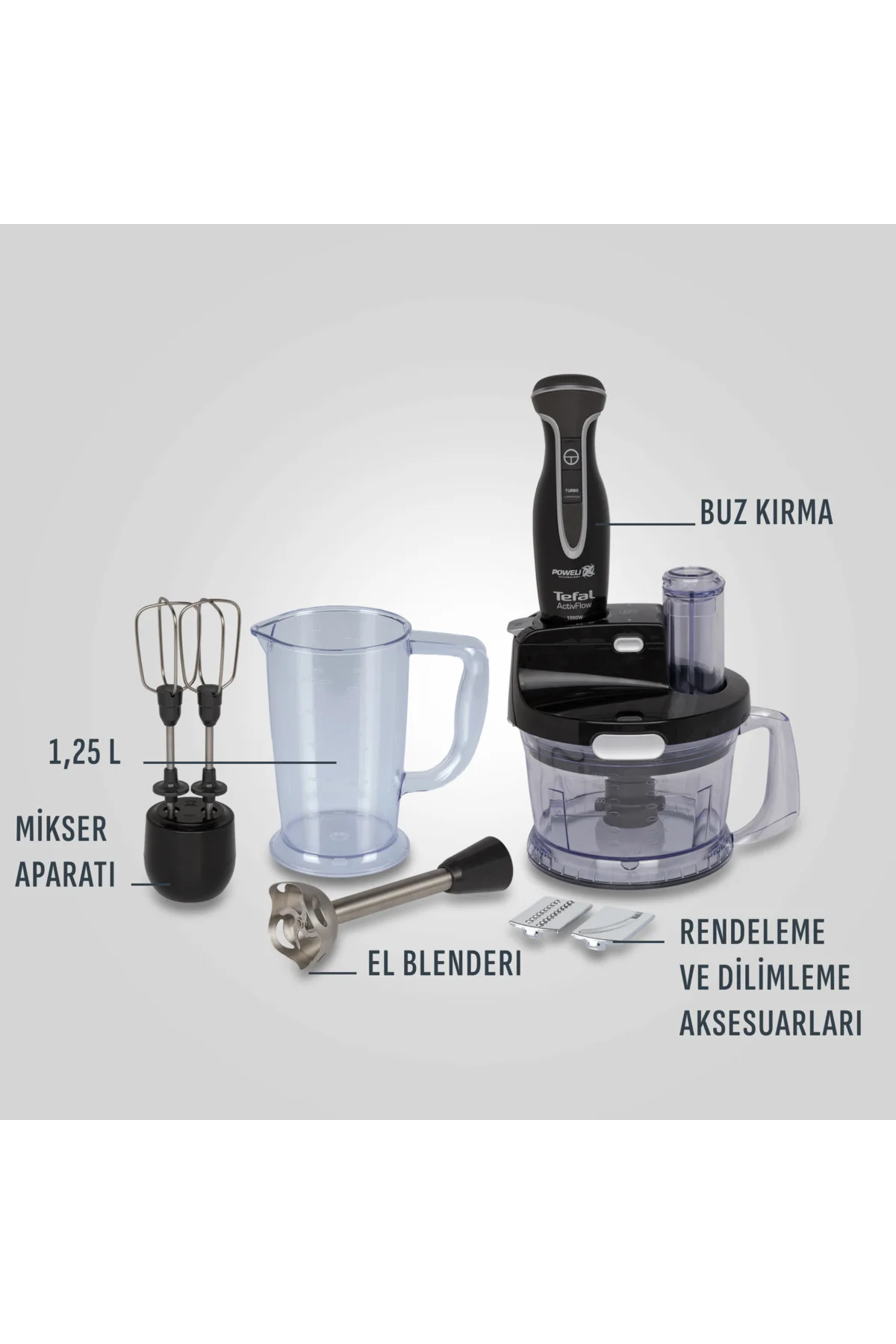 Powelix Activflow Pro 1000 Watt Blender Seti - Siyah Powelix Activflow Pro 1000 Watt Blender Seti - Siyah - Görsel 2