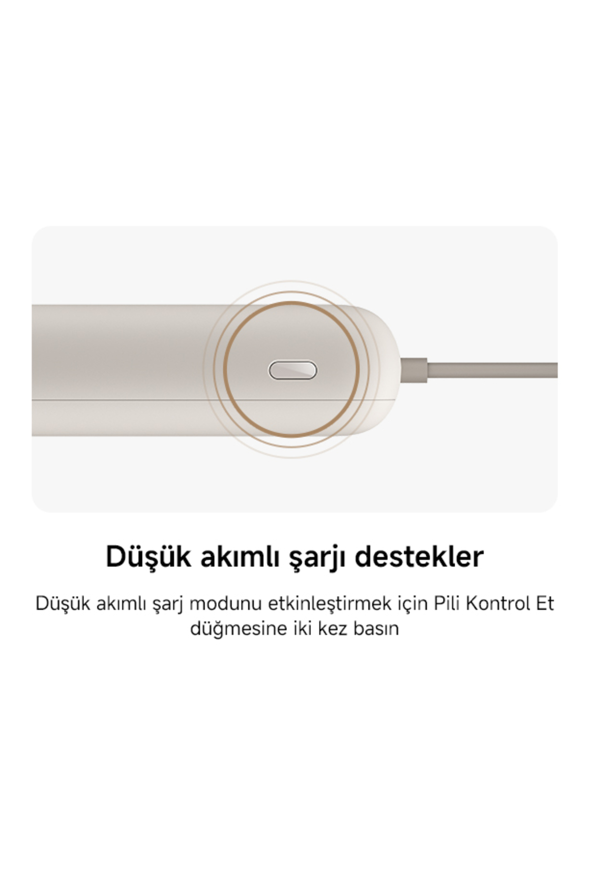 Power Bank 10000mAh Krem Entegre Kablo USB ve USB-C Portu 22.5W B