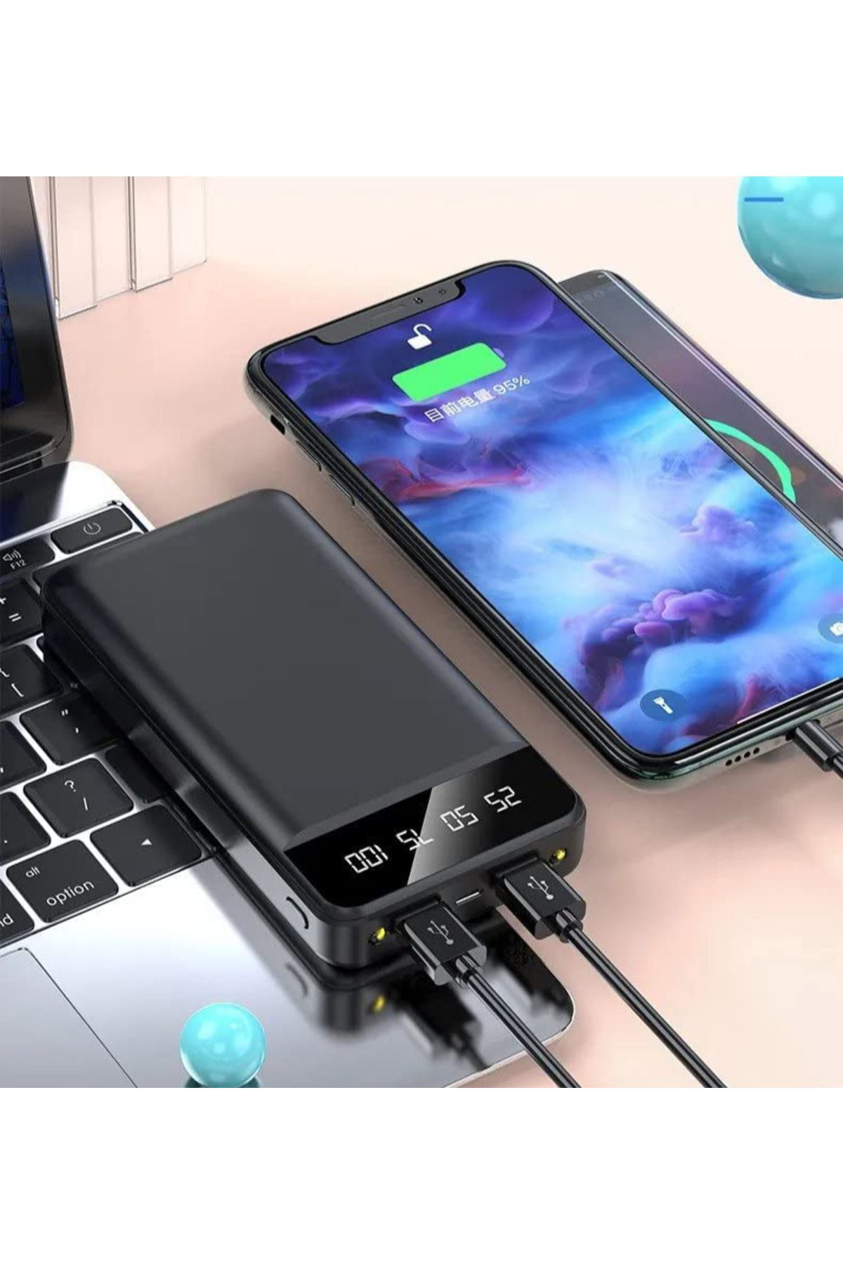 Ok Aksesuar Power Bank 30000 Mah Harici Pil, Taşınabilir Şarj Cihazı Go506078