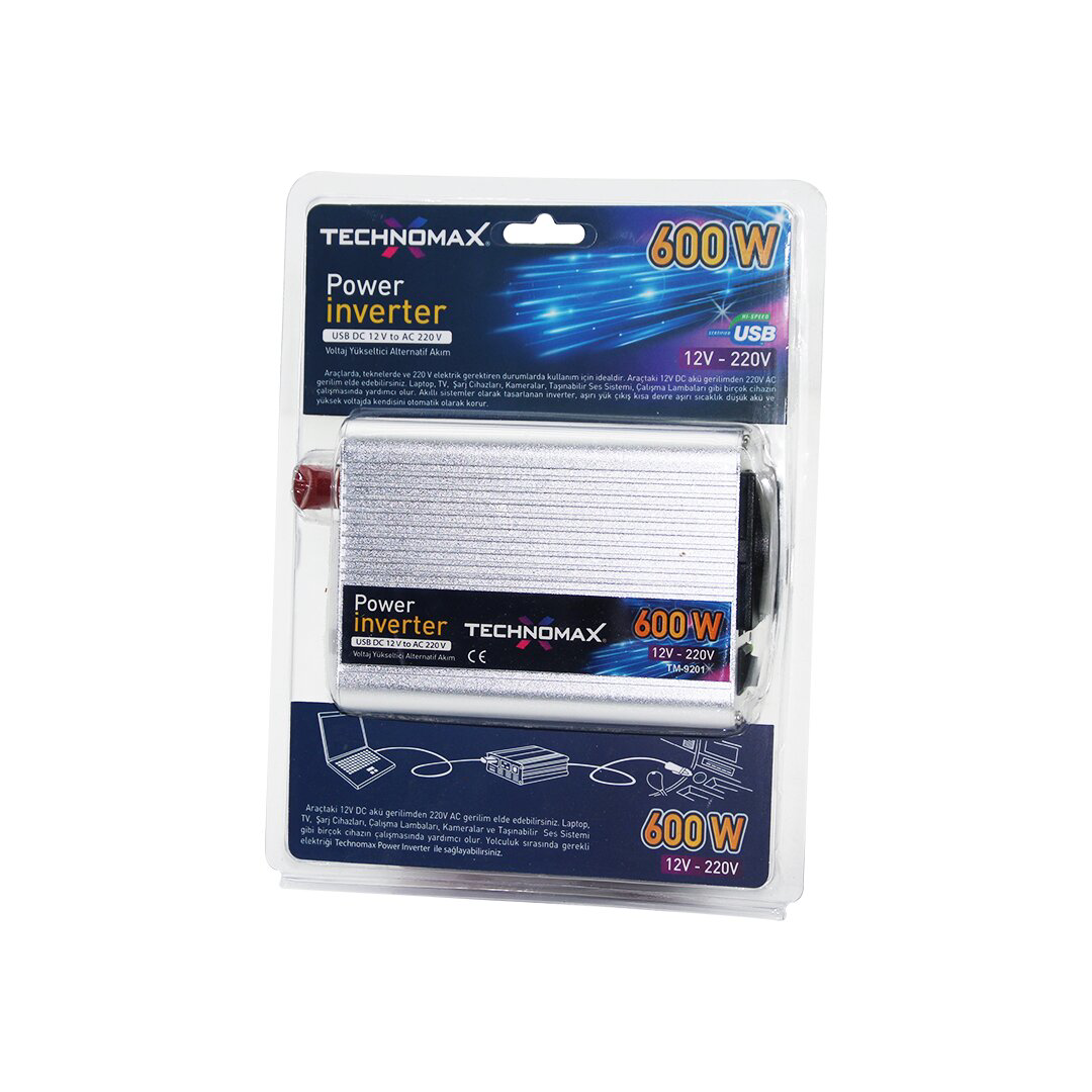 POWER İNVERTER GÜÇ ÇEVİRİCİ 600W 12V-220V DC-DOĞRU AKIMI--AC-ALTE