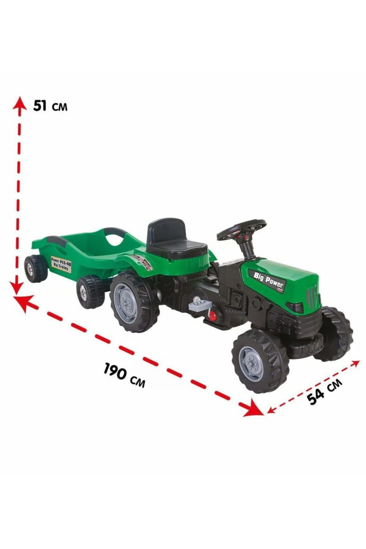POWER PEDALLI BİG TROLLEY TRAKTÖR YEŞİL-PLS