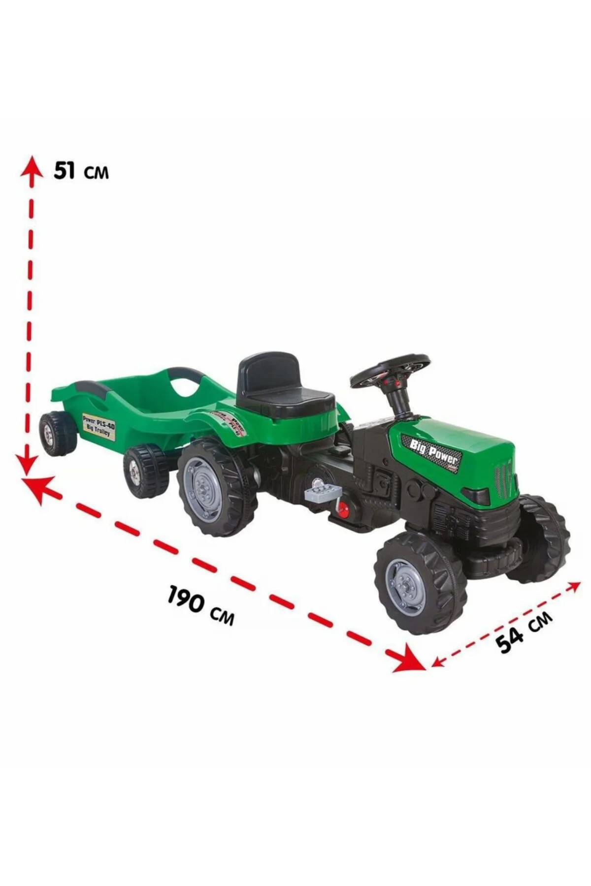 POWER PEDALLI BİG TROLLEY TRAKTÖR YEŞİL-PLS