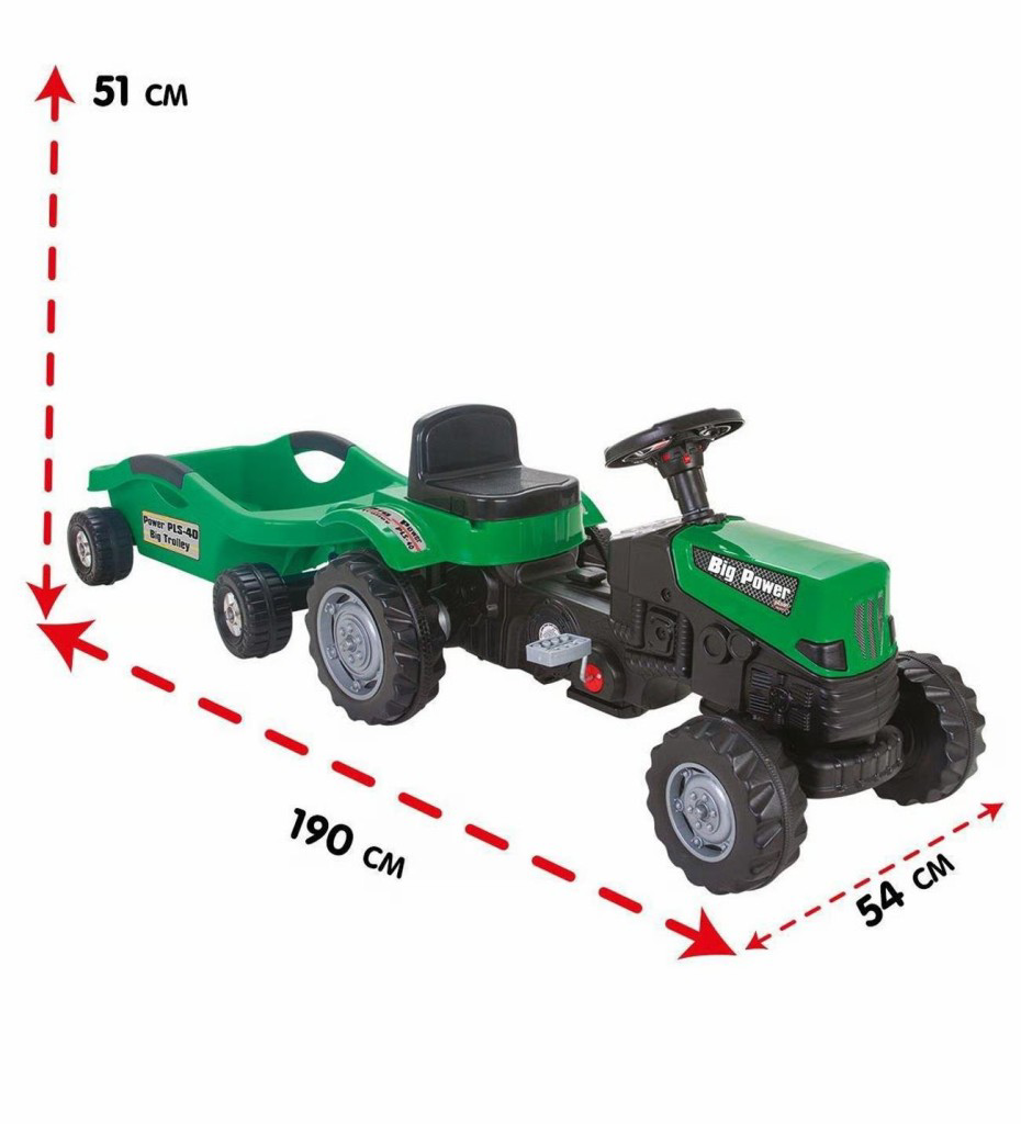 POWER PEDALLI BİG TROLLEY TRAKTÖR YEŞİL-PLS