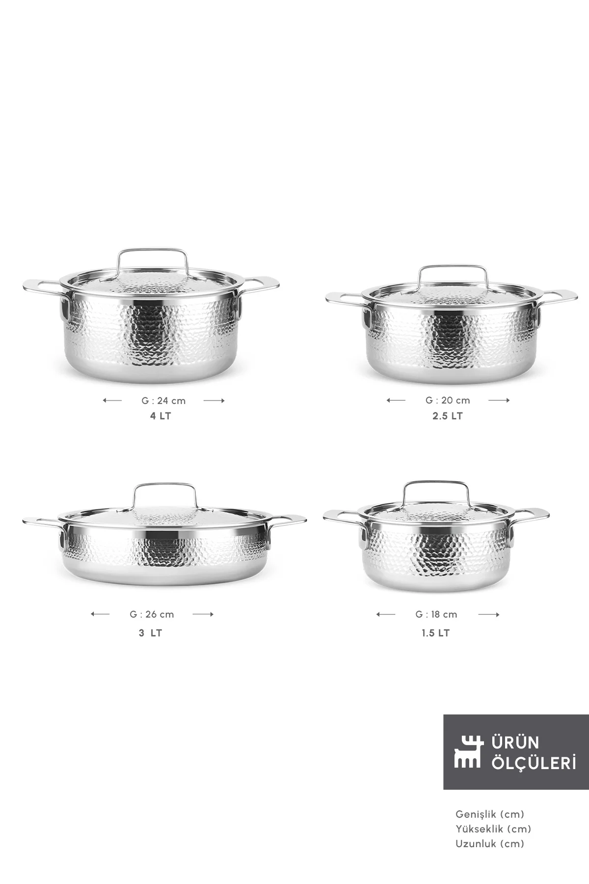 Power Steel 316+ 3Ply Voyager İndüksiyon Tabanlı 8 Parça Çelik Tencere Seti - Görsel 3