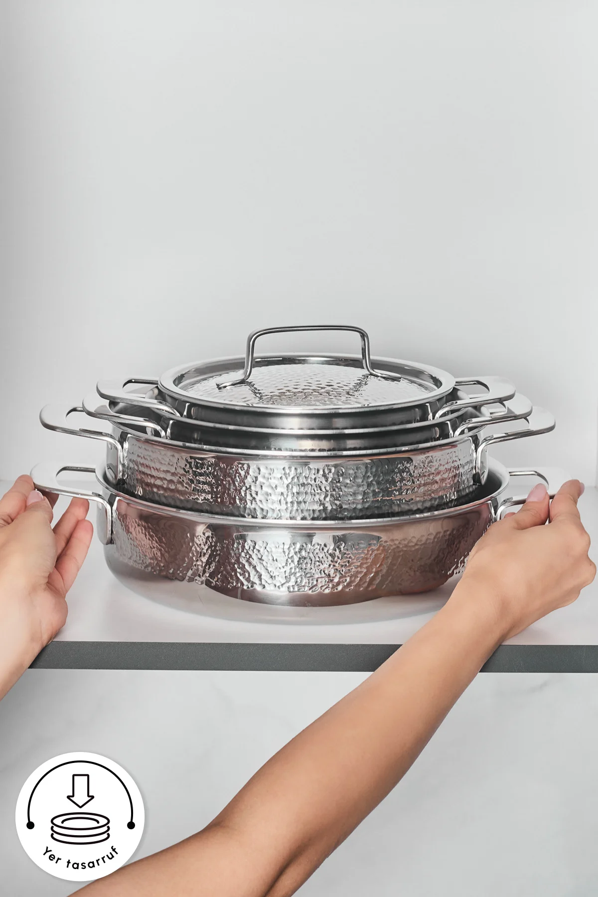 Power Steel 316+ 3Ply Voyager İndüksiyon Tabanlı 8 Parça Çelik Tencere Seti - Görsel 9