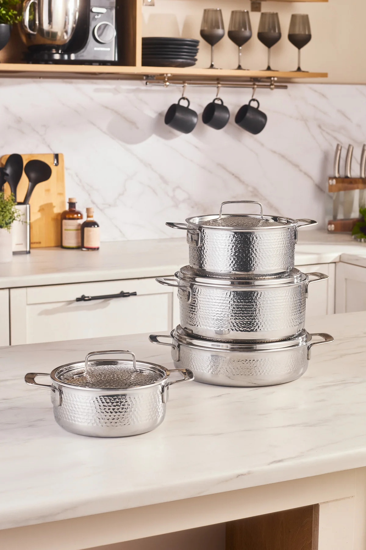 Power Steel 316+ 3Ply Voyager İndüksiyon Tabanlı 8 Parça Çelik Tencere Seti - Görsel 2