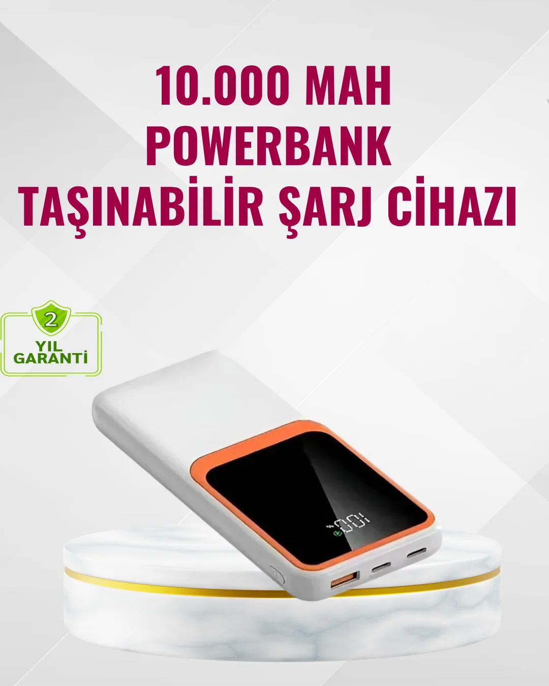 Powerbank 10000 mAh – Çift USB Çıkışlı, Type-C Girişli, Şık Beyaz Tasarım Fiyatı, Yorumları ve Özellikleri
