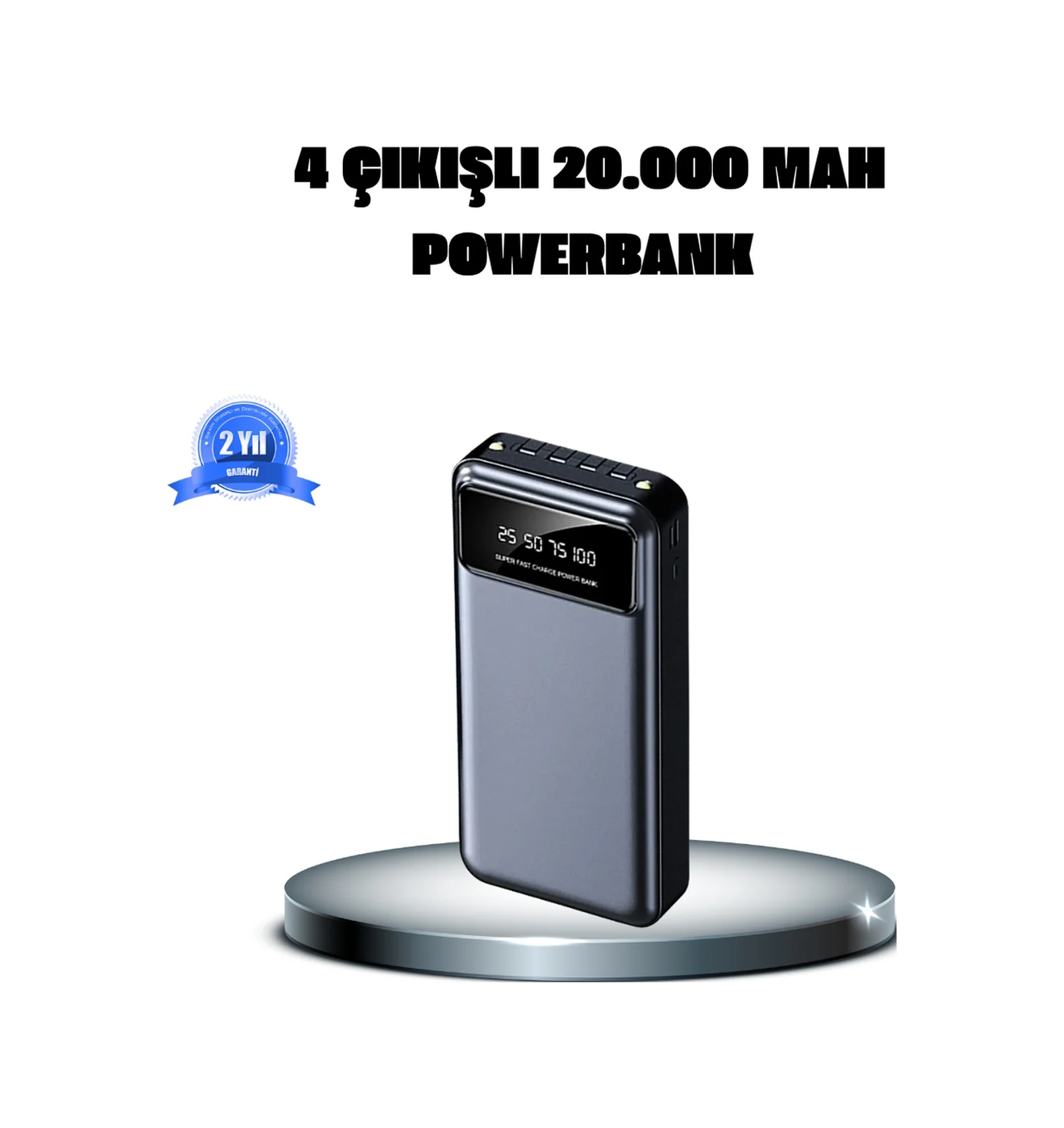 Powerbank 20000 Mah 4 Çıkışlı Hızlı Şarjlı Ve Led Göstergeli - Lisinya Diğer