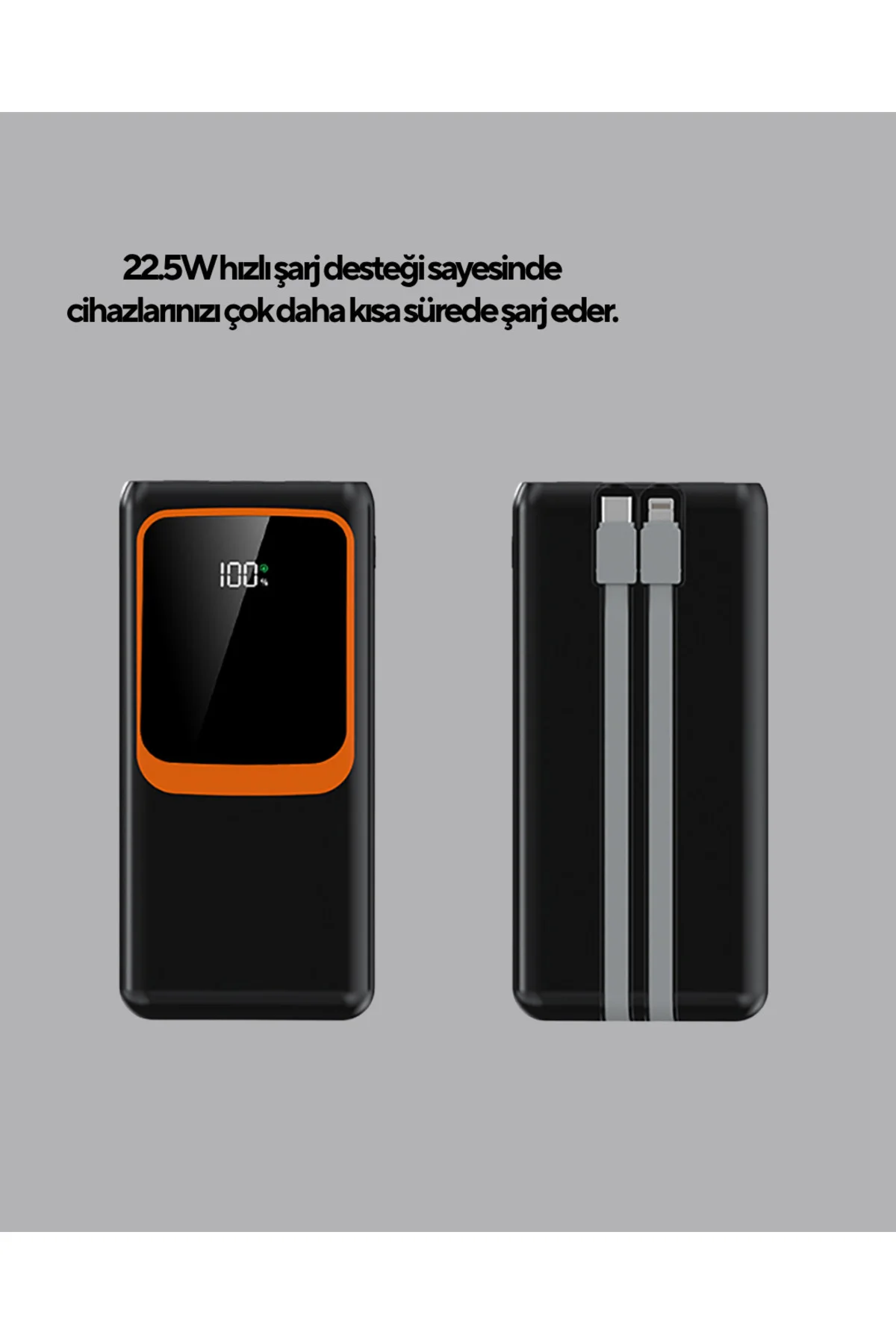 Powerbank 20000 mAh 22.5W Hızlı Şarjlı ve Kompakt Çoklu Kablo Çık