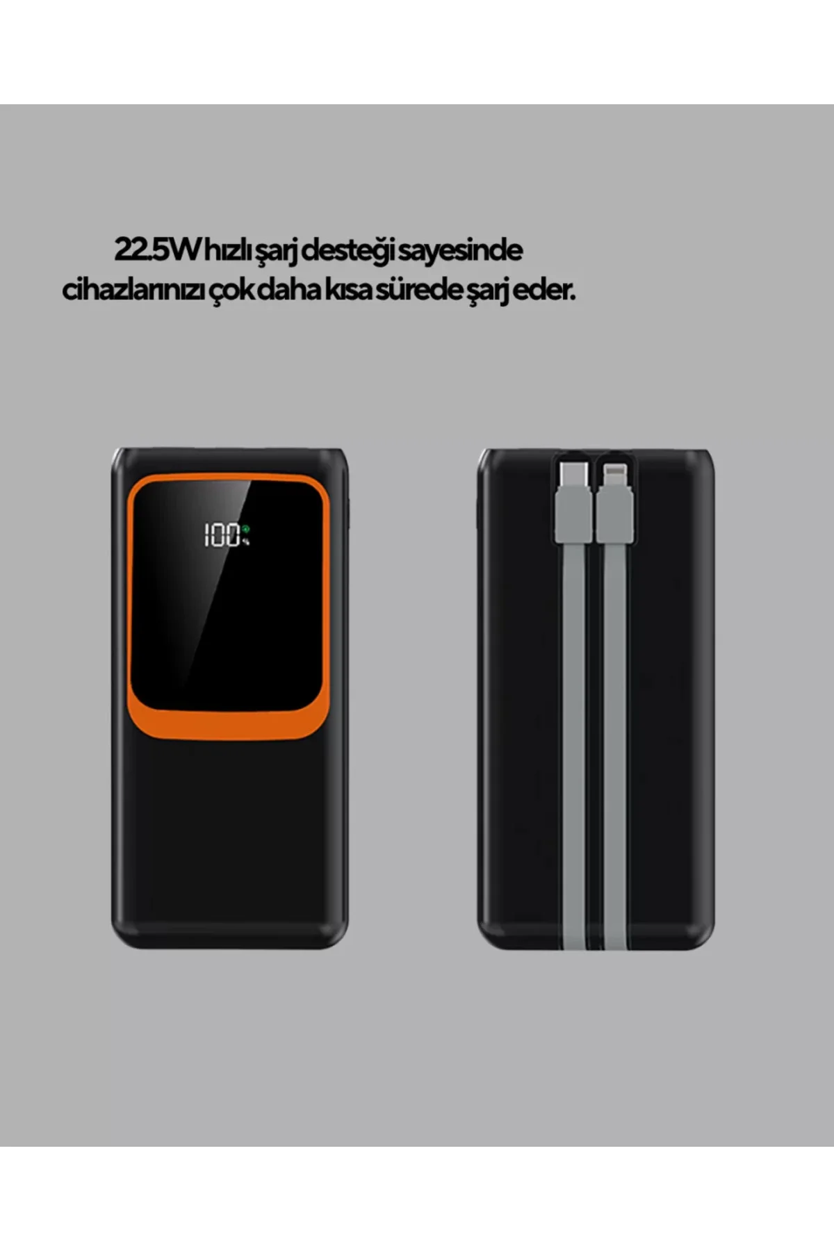 Powerbank 20000 mAh 22.5W Hızlı Şarjlı ve Kompakt Çoklu Kablo Çık