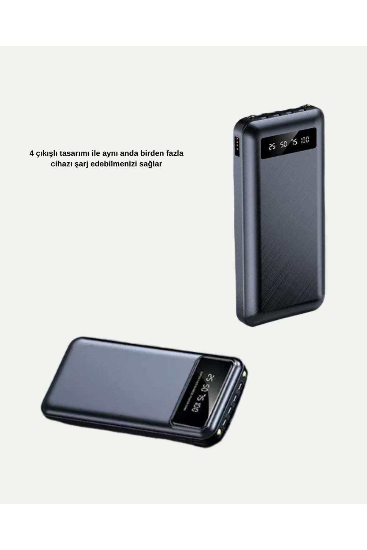 Powerbank 20000 mAh Hızlı Şarjlı LED Fenerli ve 4 Portlu