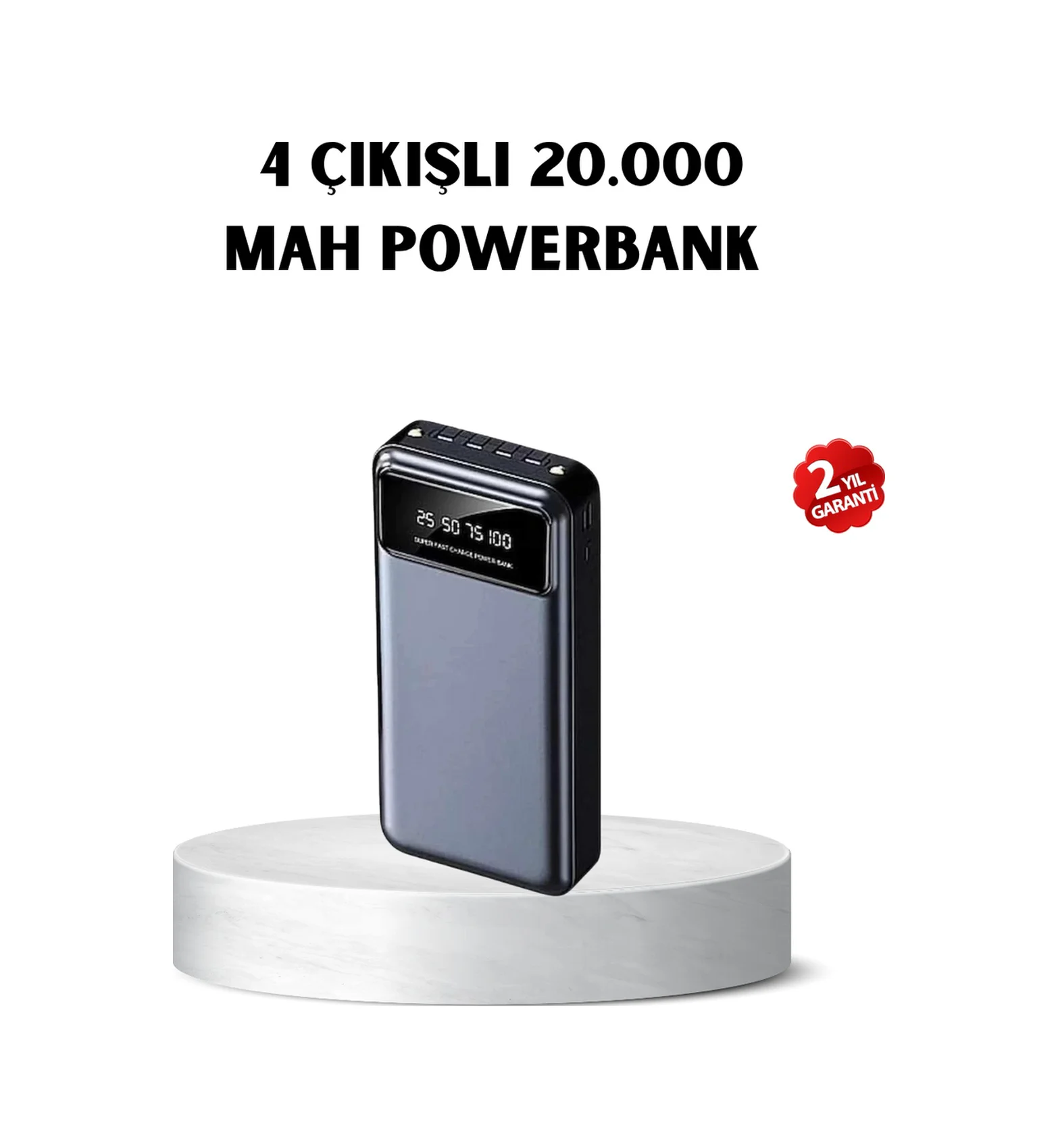 Powerbank 20000 Mah Hızlı Şarjlı Led Fenerli Ve 4 Portlu Diğer
