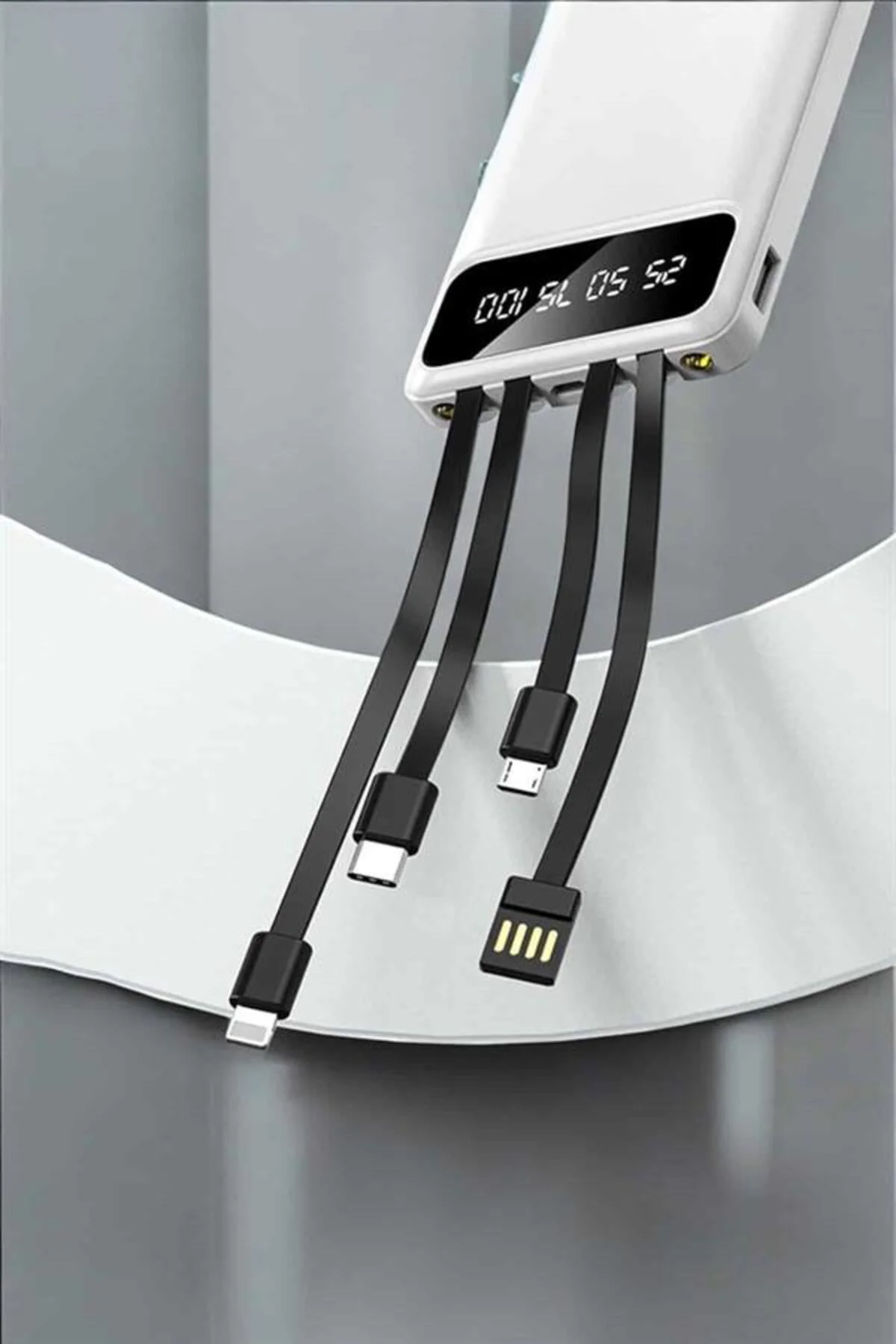 Powerbank 20.000 Mah LCD Ekran USB Lightning Type-C Uyumlu İOS ve