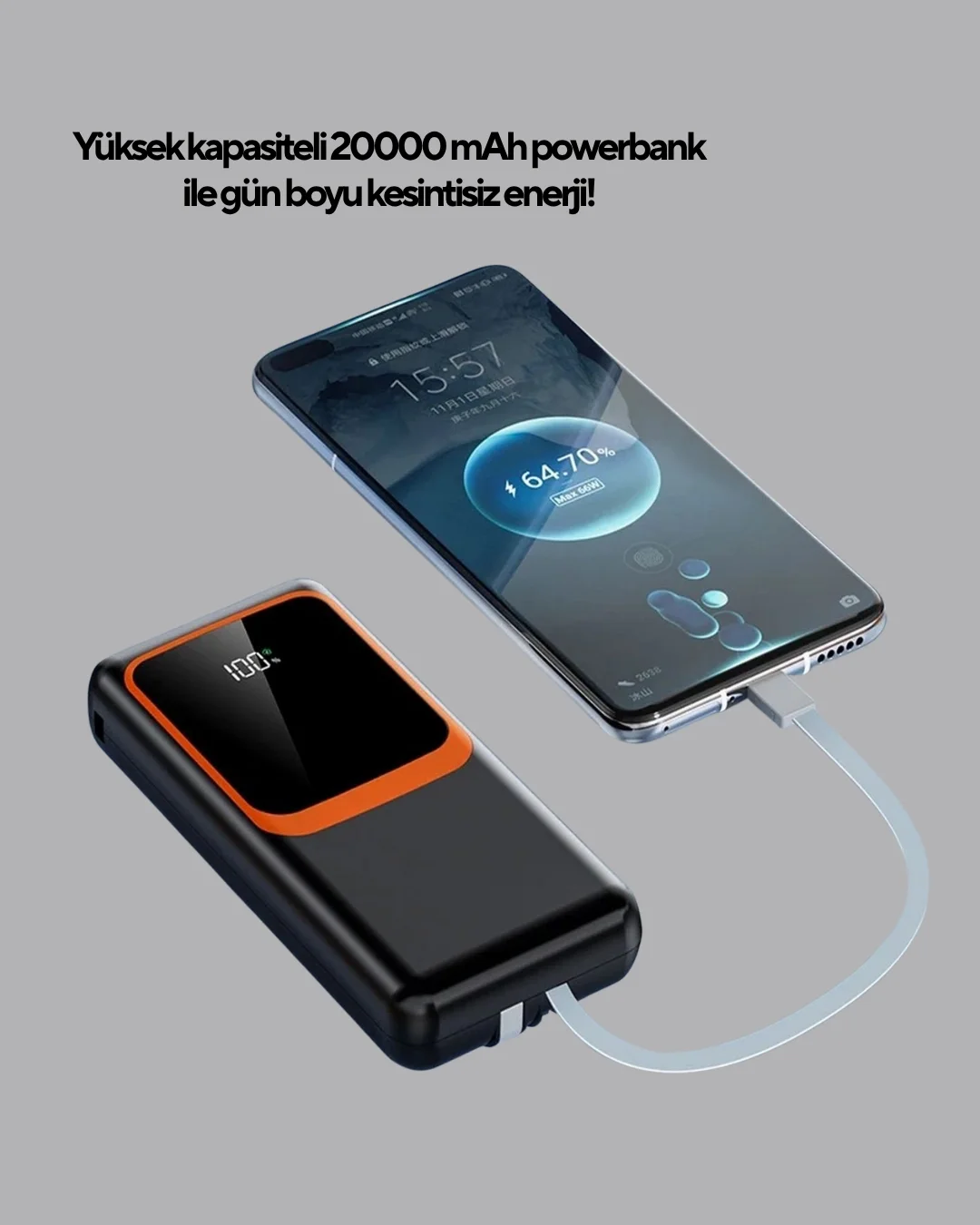 Powerbank 20000 mAh Dijital Ekranlı ve Çok Kablolu Hızlı Şarj Cihazı Fiyatı, Yorumları ve Özellikleri