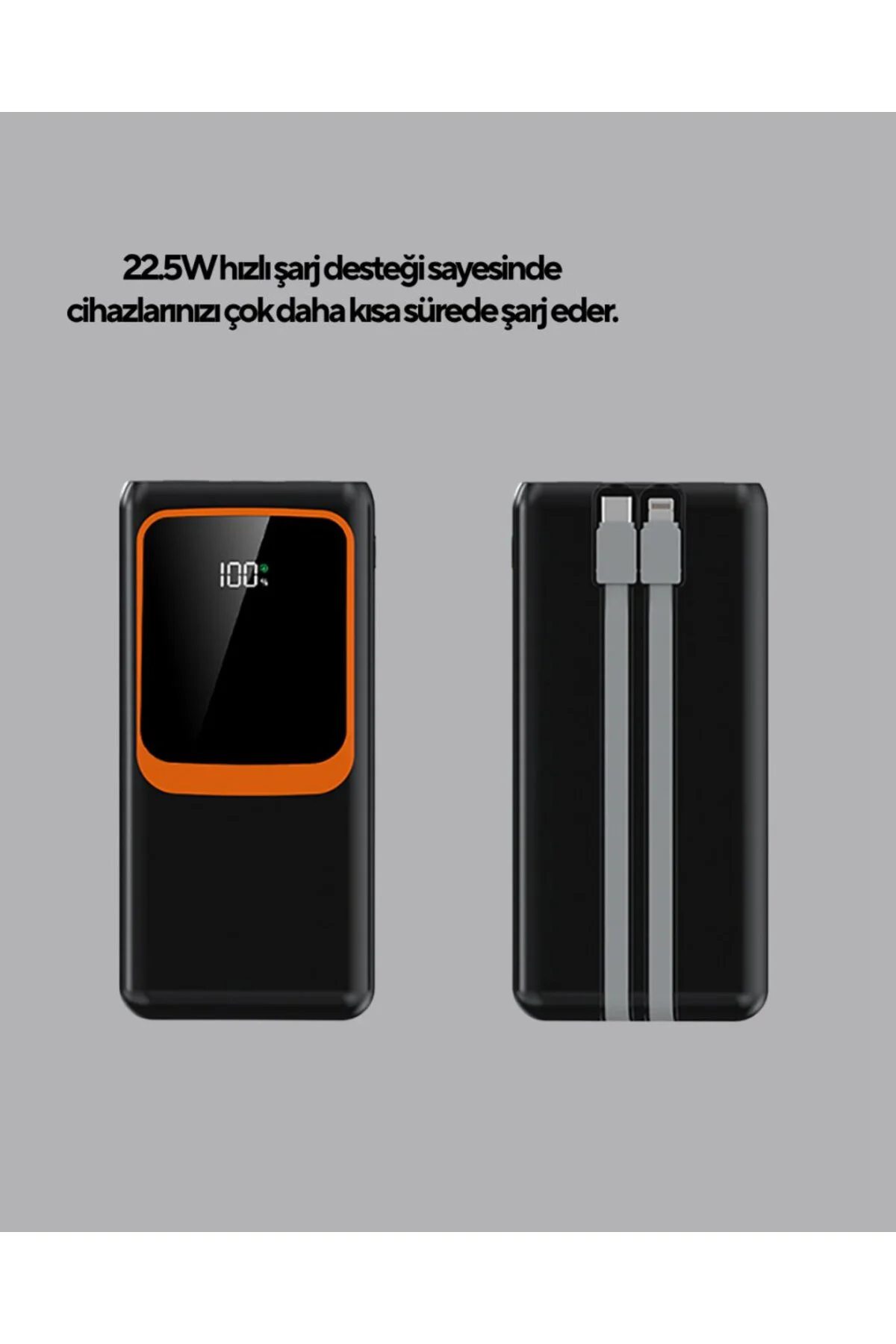 Powerbank 20.000 Mah Lcd Ekran Usb Lightning Type-c Uyumlu İos Ve