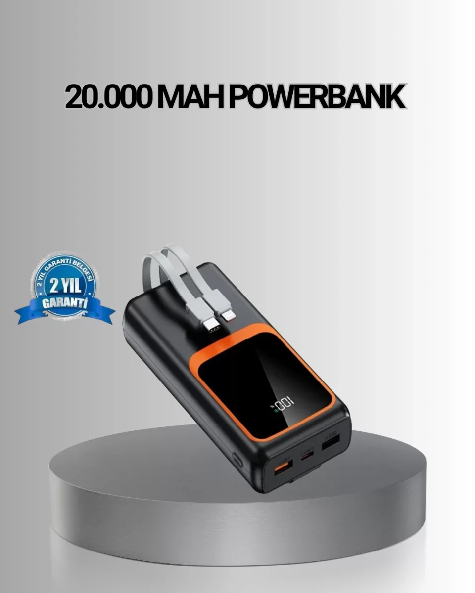 Powerbank 20000 mAh Yüksek Kapasiteli ve 22.5W Hızlı Şarj Destekl
