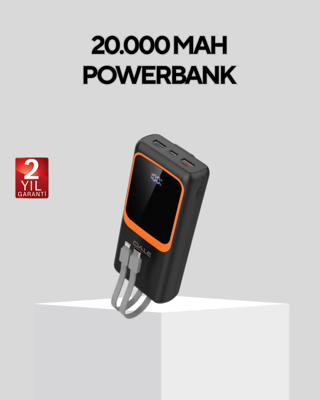 Powerbank 20000 Mah Dijital Ekranlı Ve Çok Kablolu Hızlı Şarj Cihazı Diğer