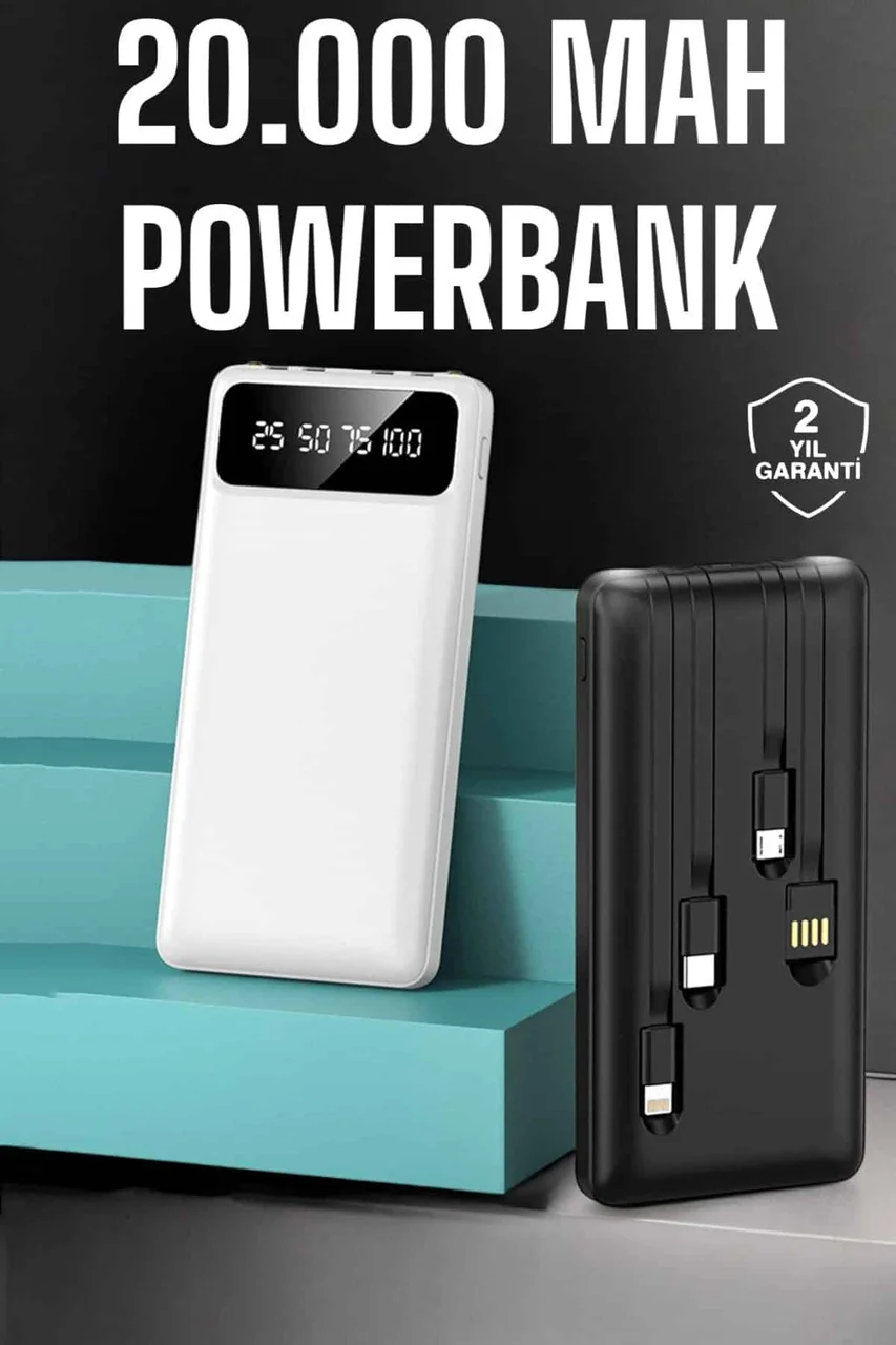Powerbank 20.000 Mah Dijital Göstergeli Lcd Ekran Uzun Pil Ömrü - Lisinya Diğer