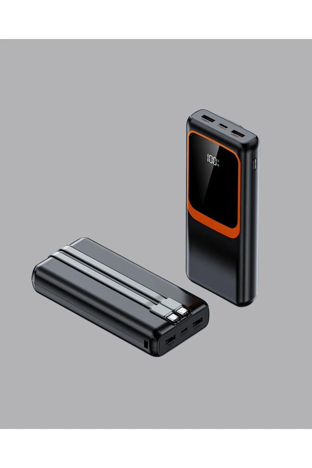 Powerbank 20000 mAh Dijital Ekranlı ve Çok Kablolu Hızlı Şarj Cih