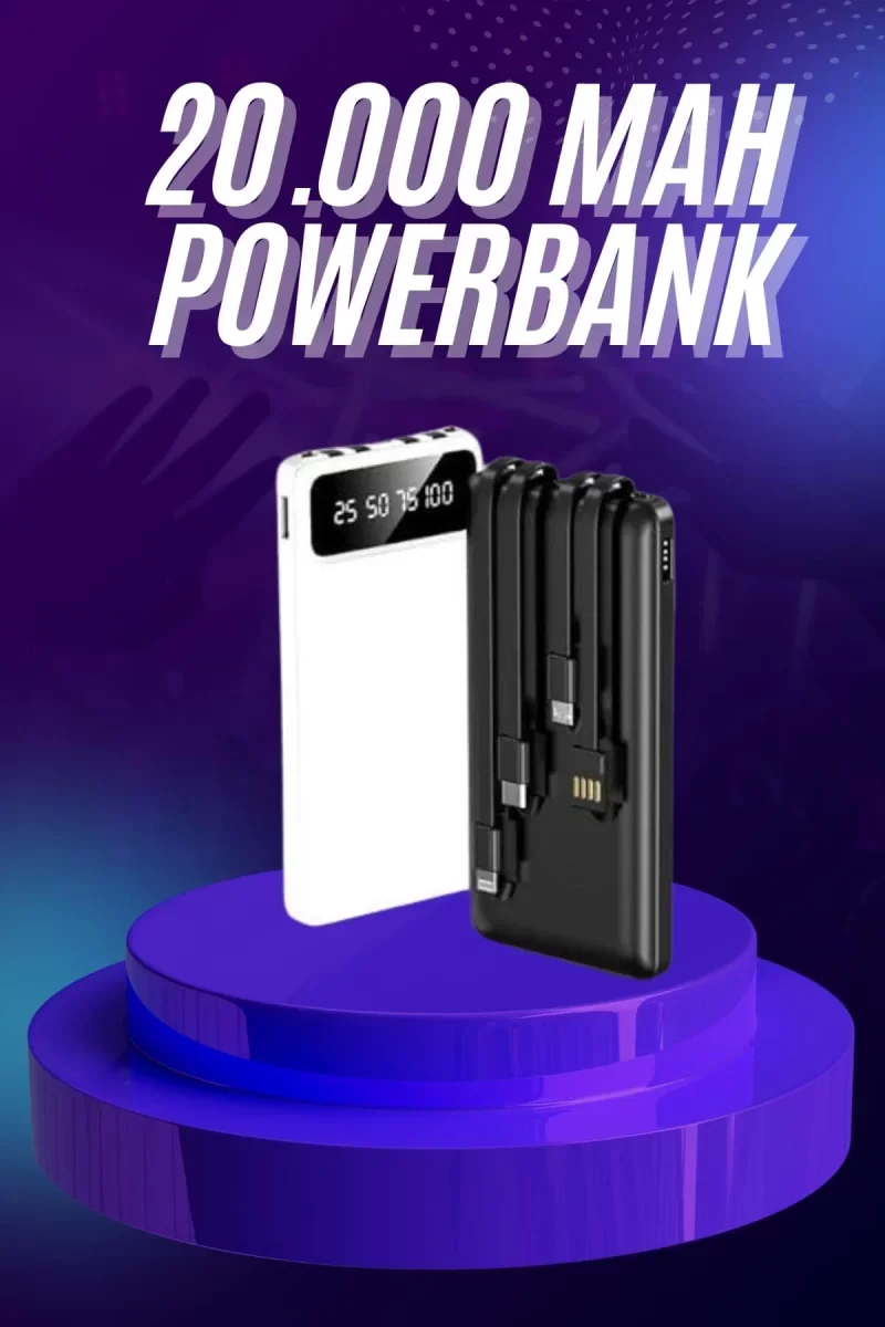 Powerbank 20.000 MAH Hızlı Şarj Özellikli Taşınabilir USB Girişli - Lisinya