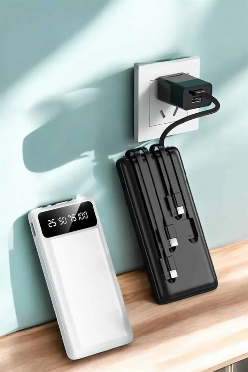 Powerbank 20.000 Mah Dijital Göstergeli LCD Ekran Uzun Pil Ömrü