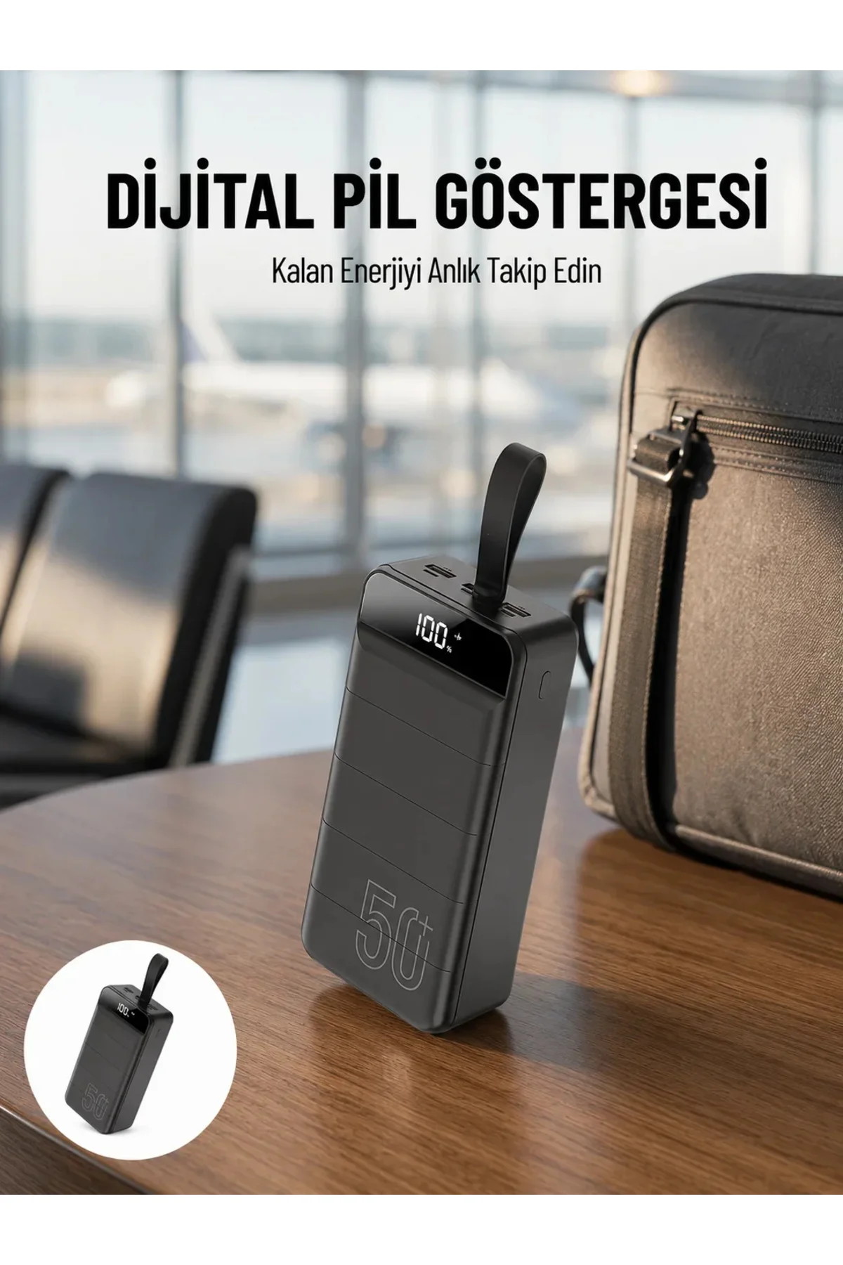 Powerbank 50.000 Mah Dijital Göstergeli Taşınabilir 4 Portlu Hızlı Powerbank Yeni Nesil