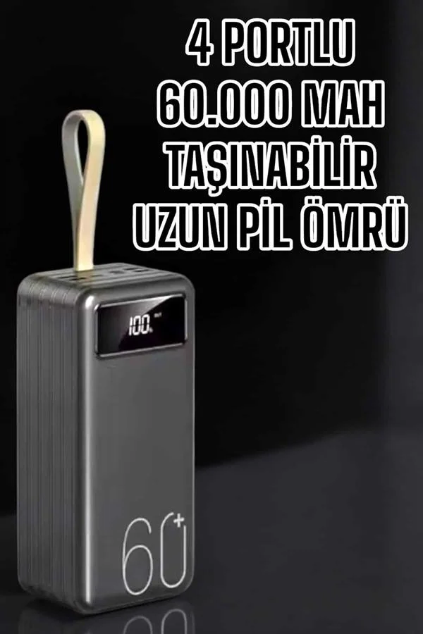 Powerbank 60.000 Mah Hızlı Şarj 4 Çıkışlı Uzun Şarj Süreli Dijital Göstergeli - Lisinya Diğer