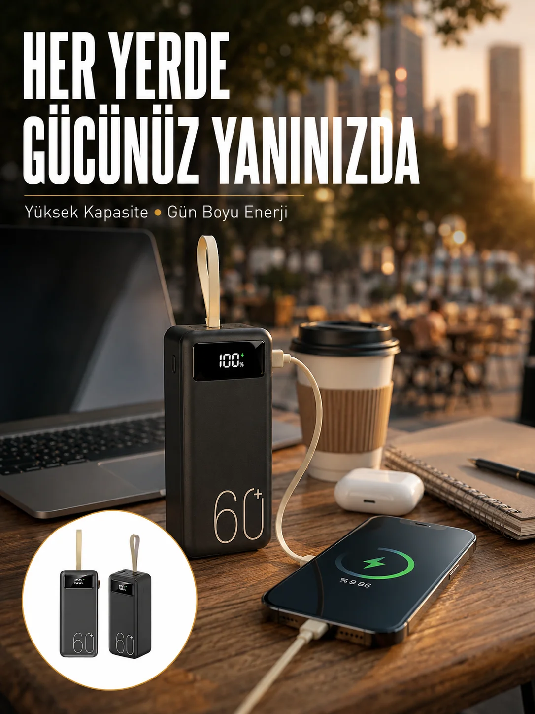 Powerbank 60.000 Mah Taşınabilir Şarj Hızlı El Fenerli Dijital Göstergeli Yeni Nesil Fiyatı, Yorumları ve Özellikleri