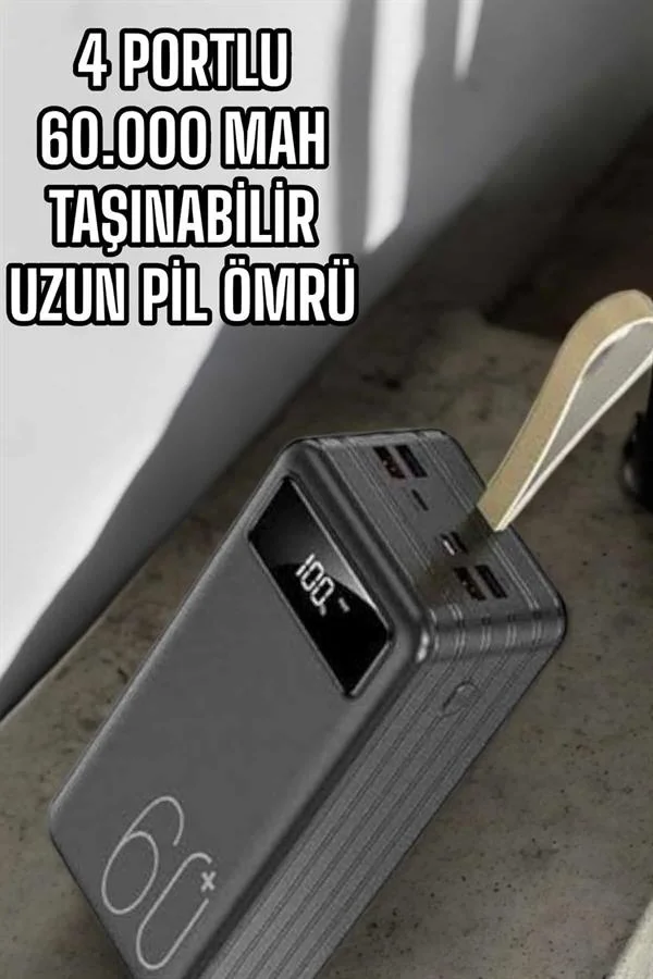 Powerbank 60.000 Mah Dijital Göstergeli 4 Portlu Taşınabilir - Lisinya Diğer