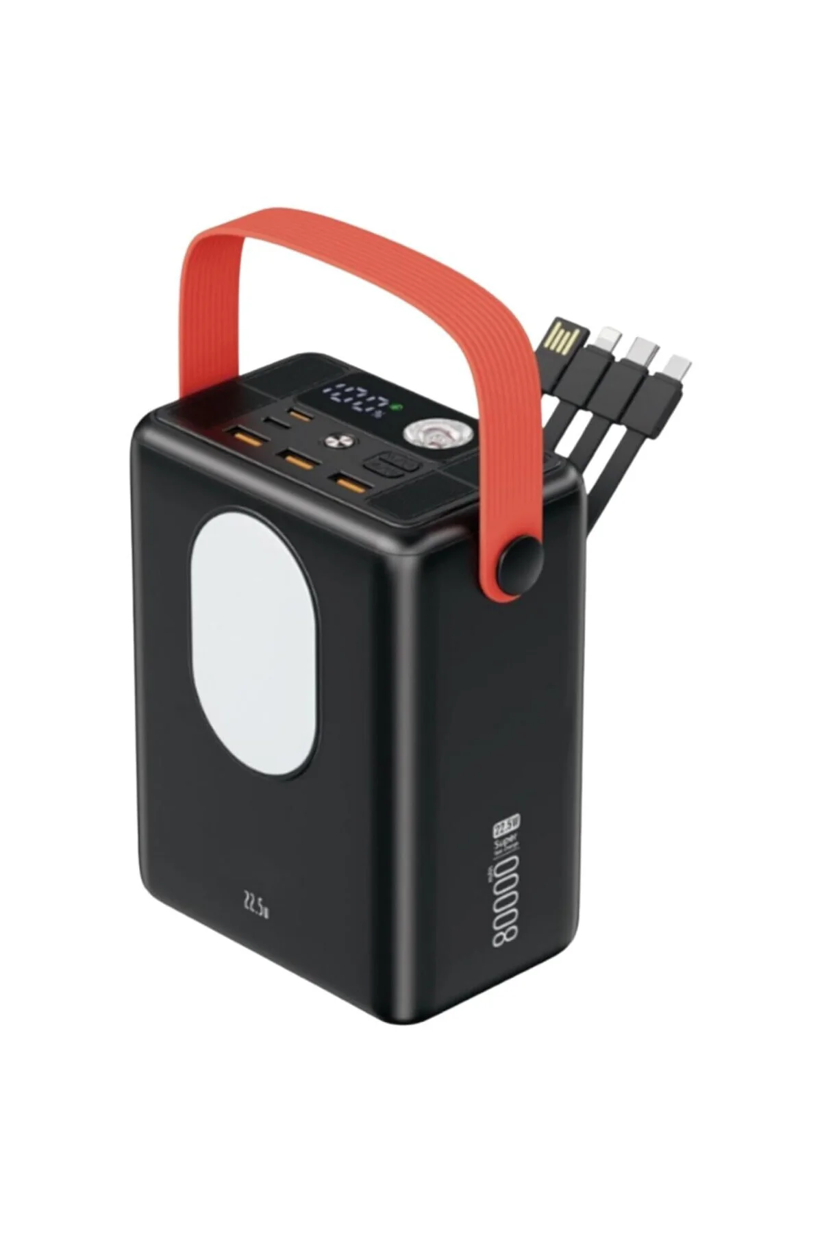 Powerbank 80.000 mAh, Hızlı Şarj Özellikli, Led Göstergeli, El Fe