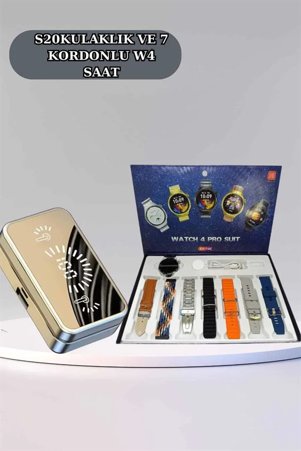 Powerbank Aynalı Bluetooth Kulaklık Ve Akıllı Saat Seti ANC Özelliği Dokunamatik