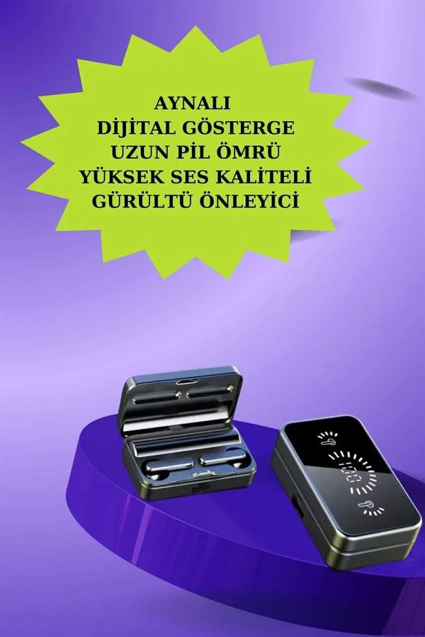 Powerbank Aynalı Bluetooth Kulaklık ve Akıllı Saat Seti - ANC, Dokunmatik Kontrol ve GPS Özelliği