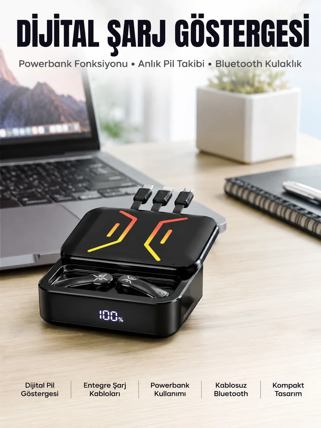 Powerbank Bluetooth Kulaklık Oyuncu Kulaklığı Yüksek Ses Kaliteli