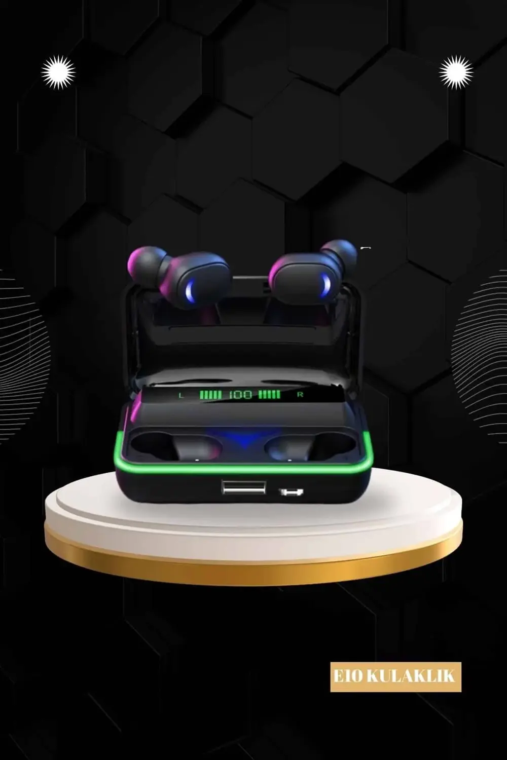 Powerbank Bluetooth Kulaklık Ve Akıllı Saat 7 Kordonlu Metal Kord