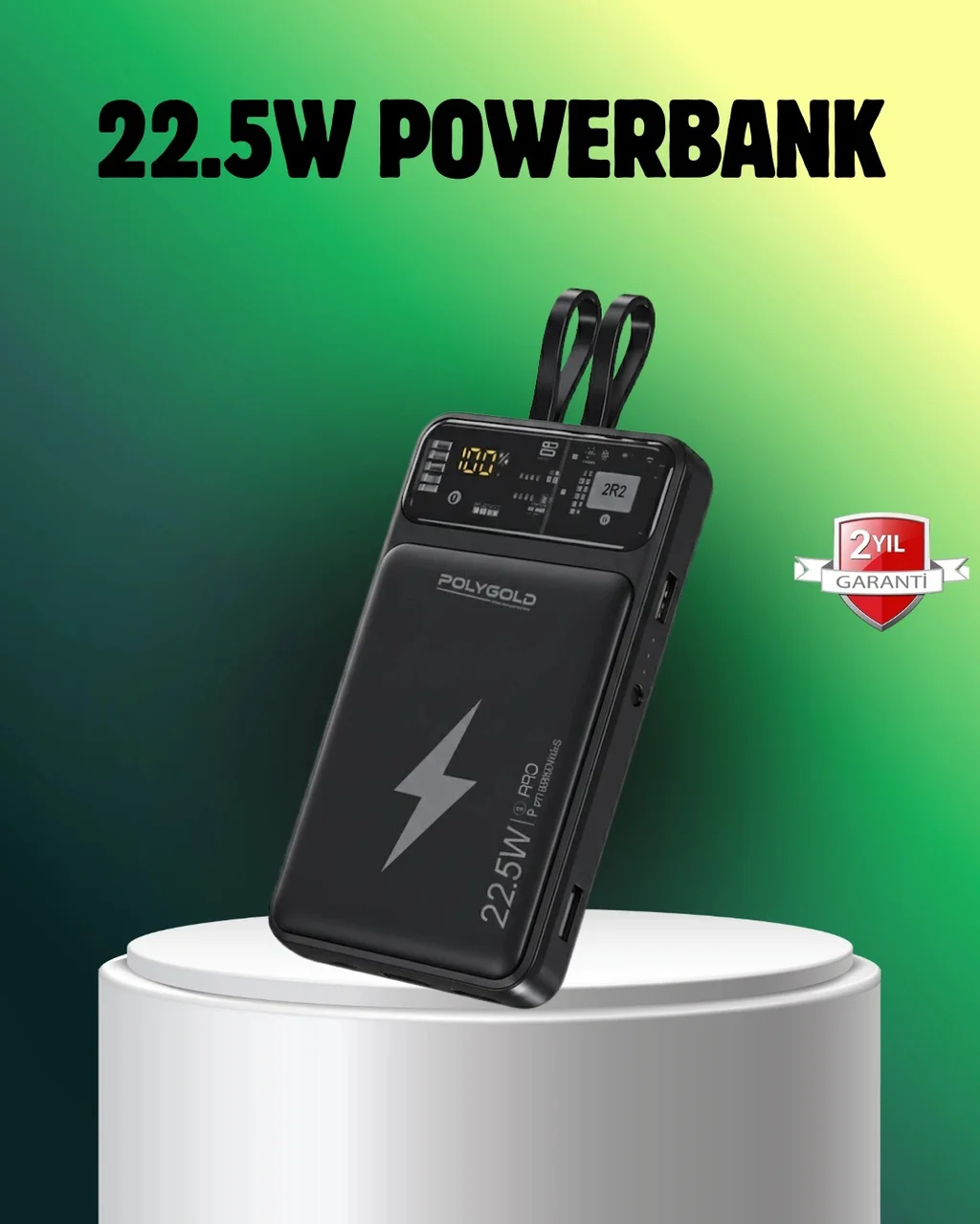 Powerbank Dahili Ekranlı 10000 Mah Çift Kablolu Diğer