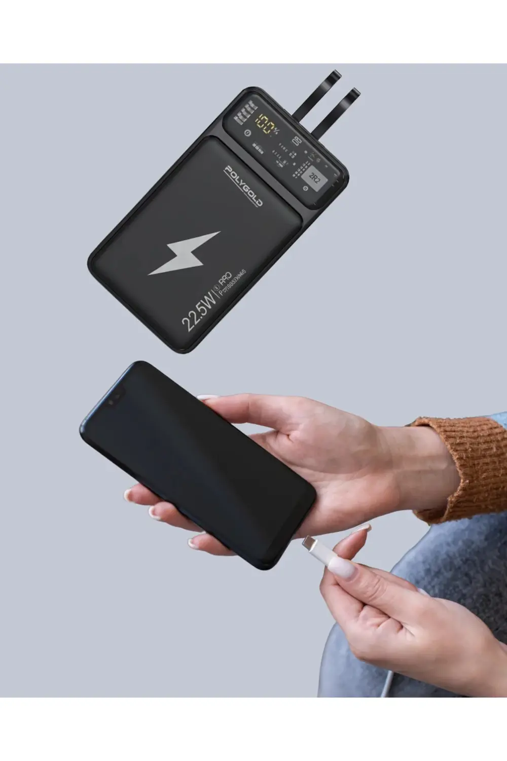 Powerbank Hızlı Şarj 10000 mAh Dahili Kablo