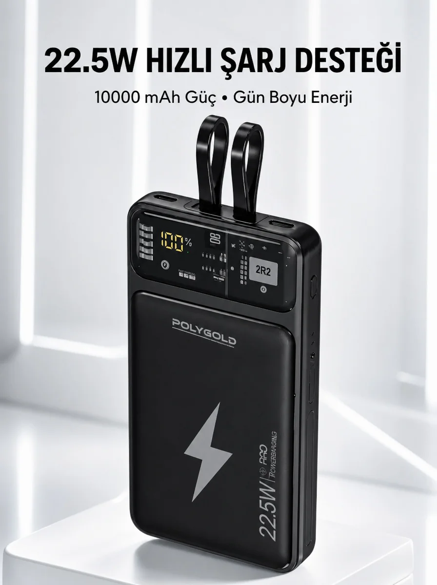 Powerbank Hızlı Şarj 10000 Mah Dahili Kablo Yeni Nesil - Lisinya Diğer