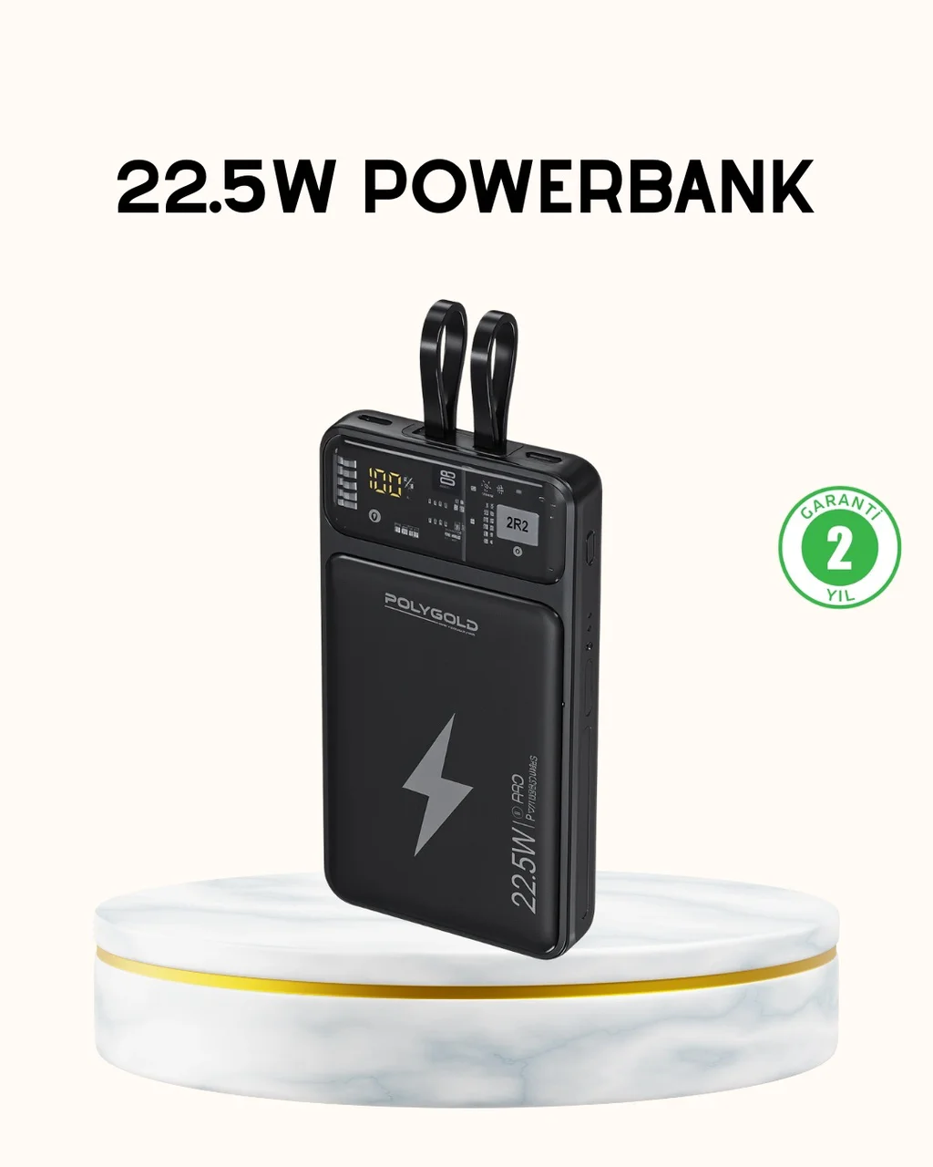 Powerbank Hızlı Şarj 10000 Mah Dahili Kablo Diğer