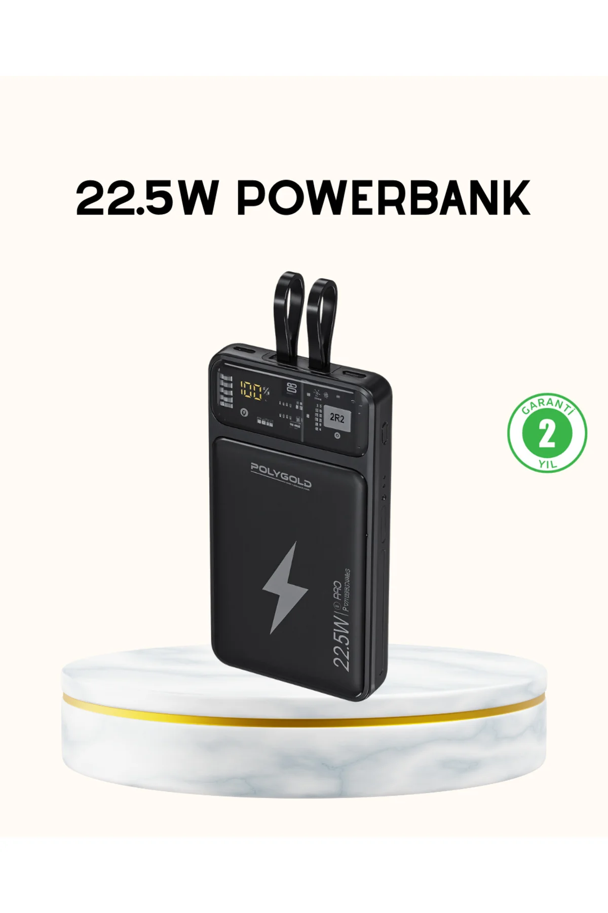 Powerbank Hızlı Şarj 10000 mAh Dahili Kablo - ayr1307-4096