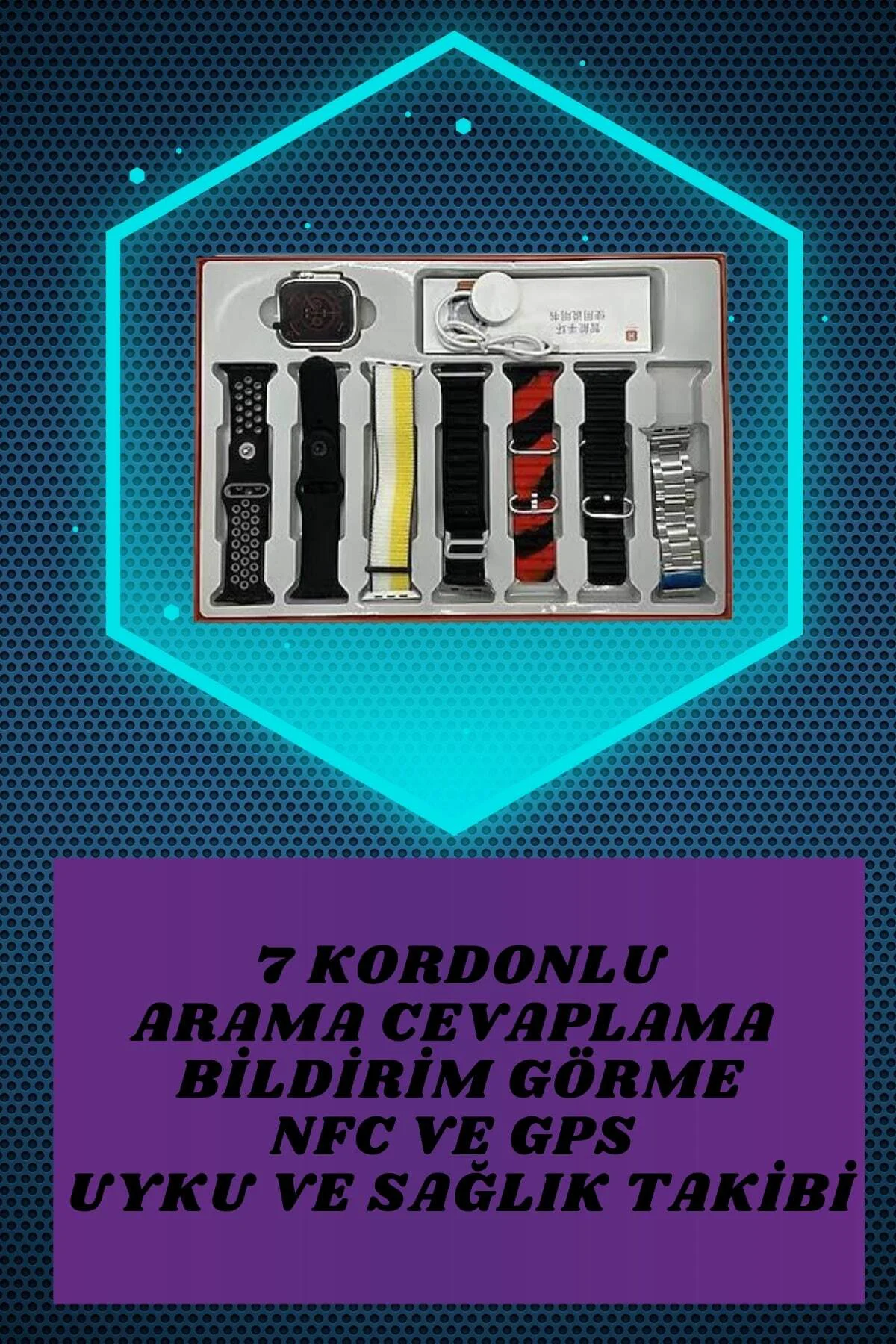 Powerbank Kulaklık ve 7 Kordonlu Akıllı Saat Çoklu Şarj Girişi Bl