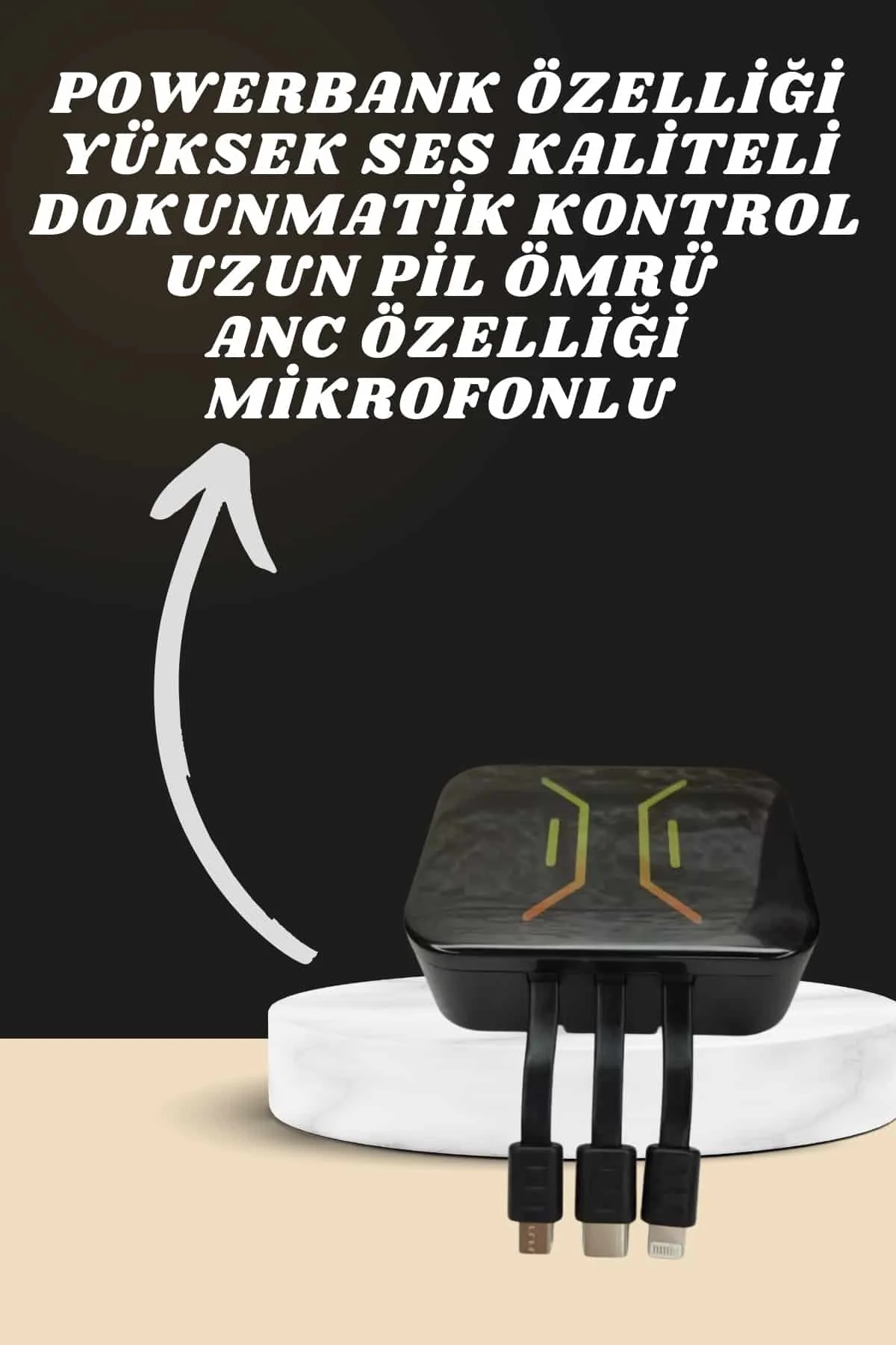 Powerbank Kulaklık ve 7 Kordonlu Akıllı Saat Çoklu Şarj Girişi Bl