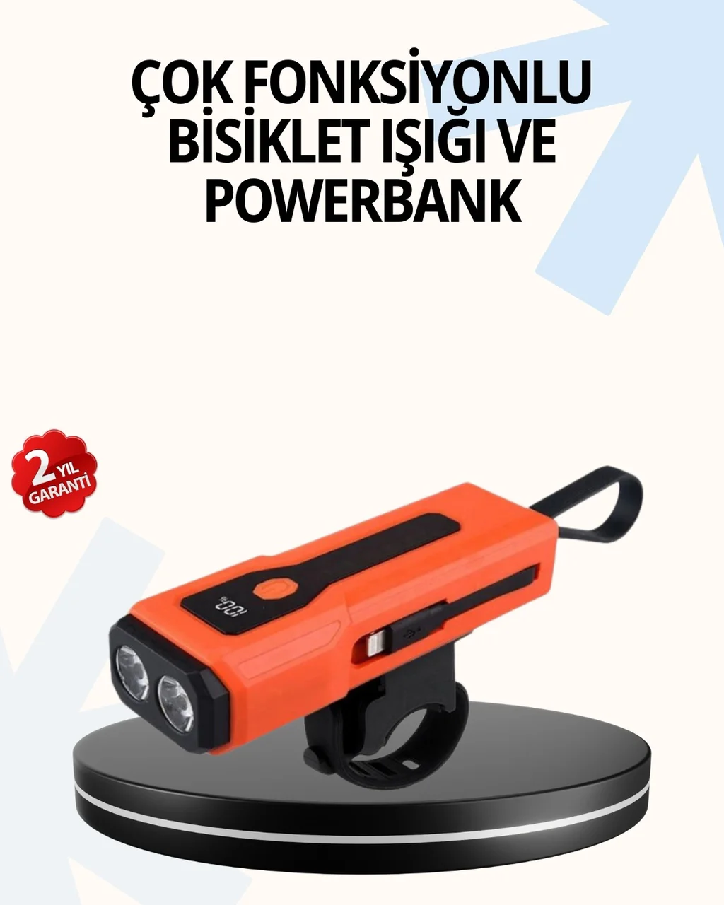 Powerbank Özellikli Bisiklet Işığı Dijital Göstergeli Led Diğer
